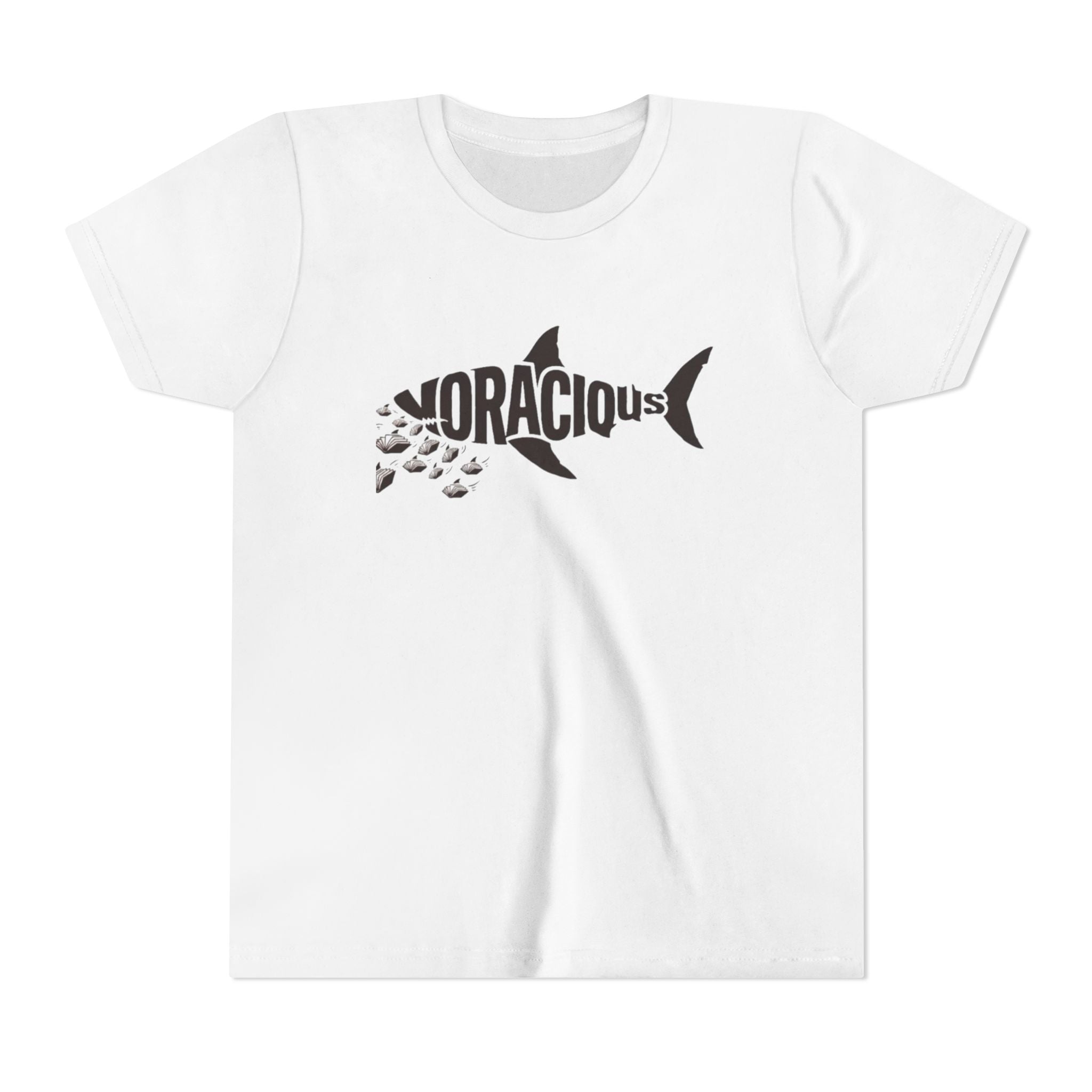 Youth Voracious Reader Tee – Shark Book Lover Design for Kids