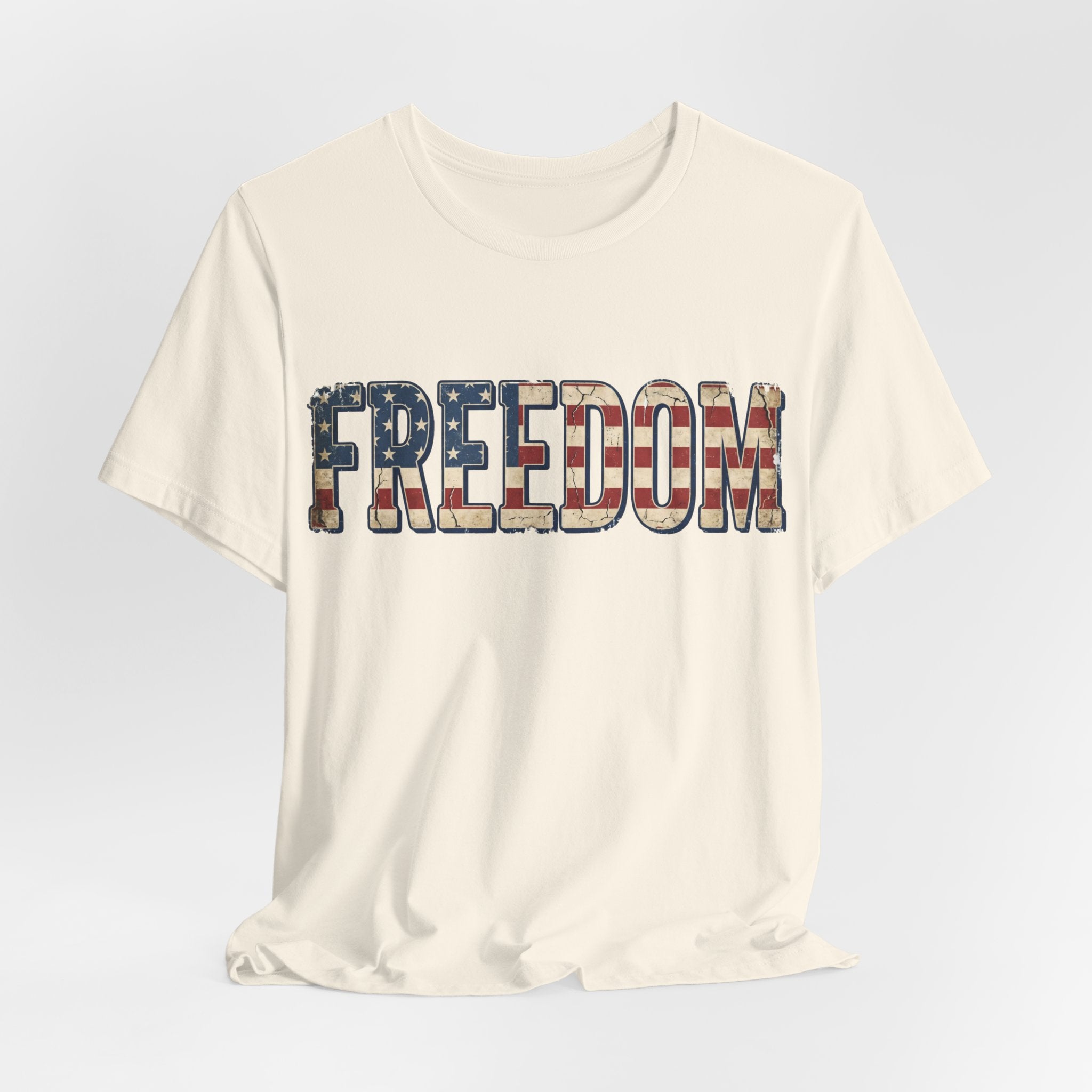 FREEDOM Flag Letter T-Shirt — Vintage American Flag Graphic Tee
