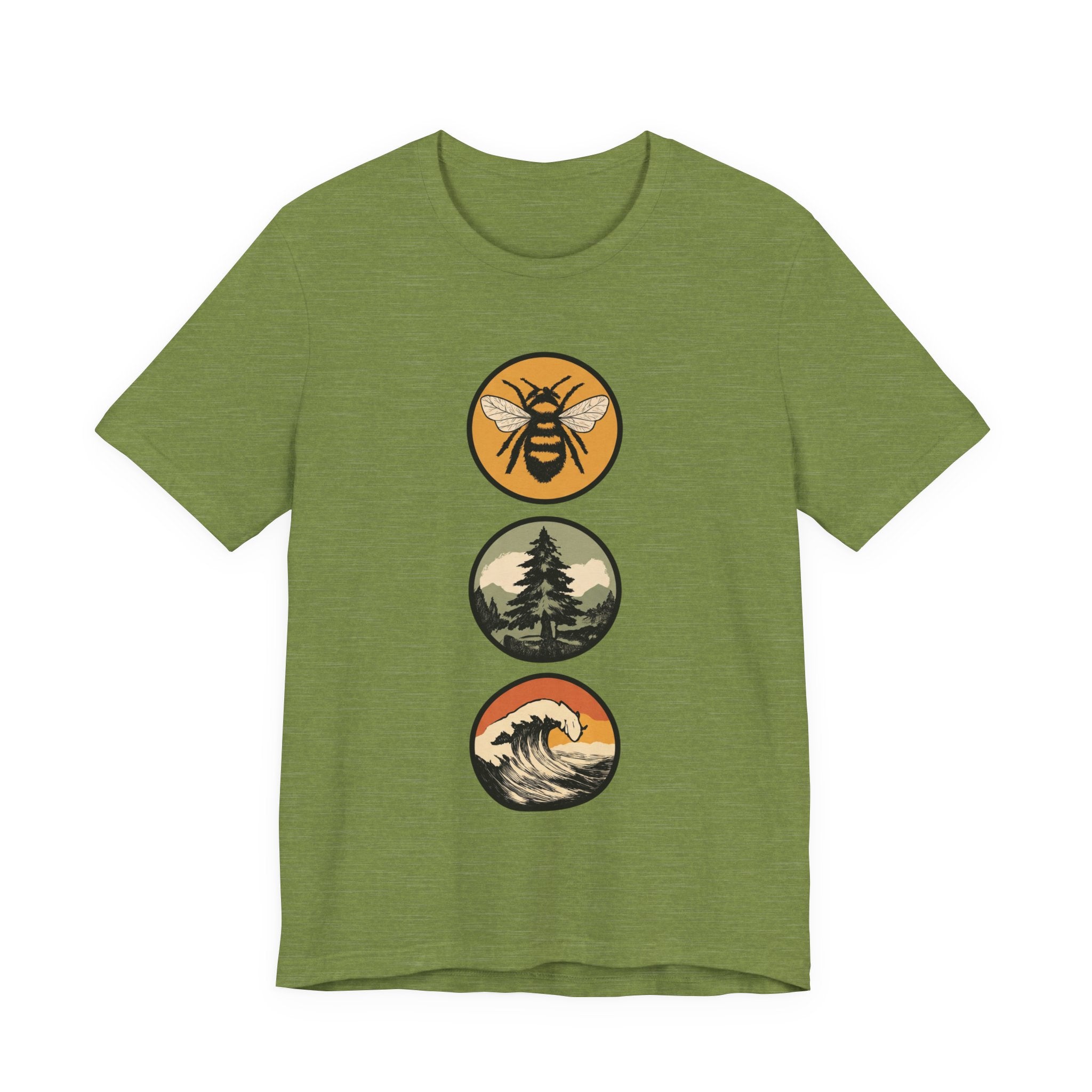 Mother Nature's Holy Trinity Tee — Bees, Trees, and Seas Badge T-Shirt