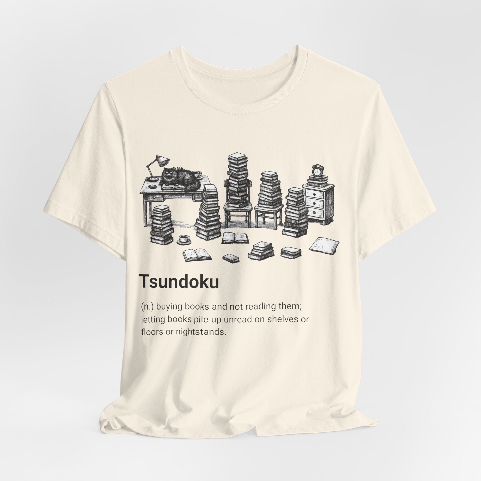 'Tsundoku' Book Pile Illustration Tee (Booklover Definition)