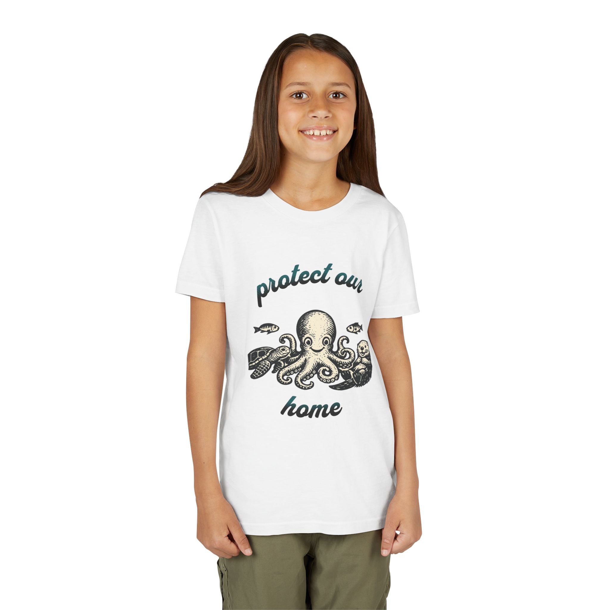 Youth Tee — "Protect Our Home" Ocean Conservation Octopus Kids T‑Shirt