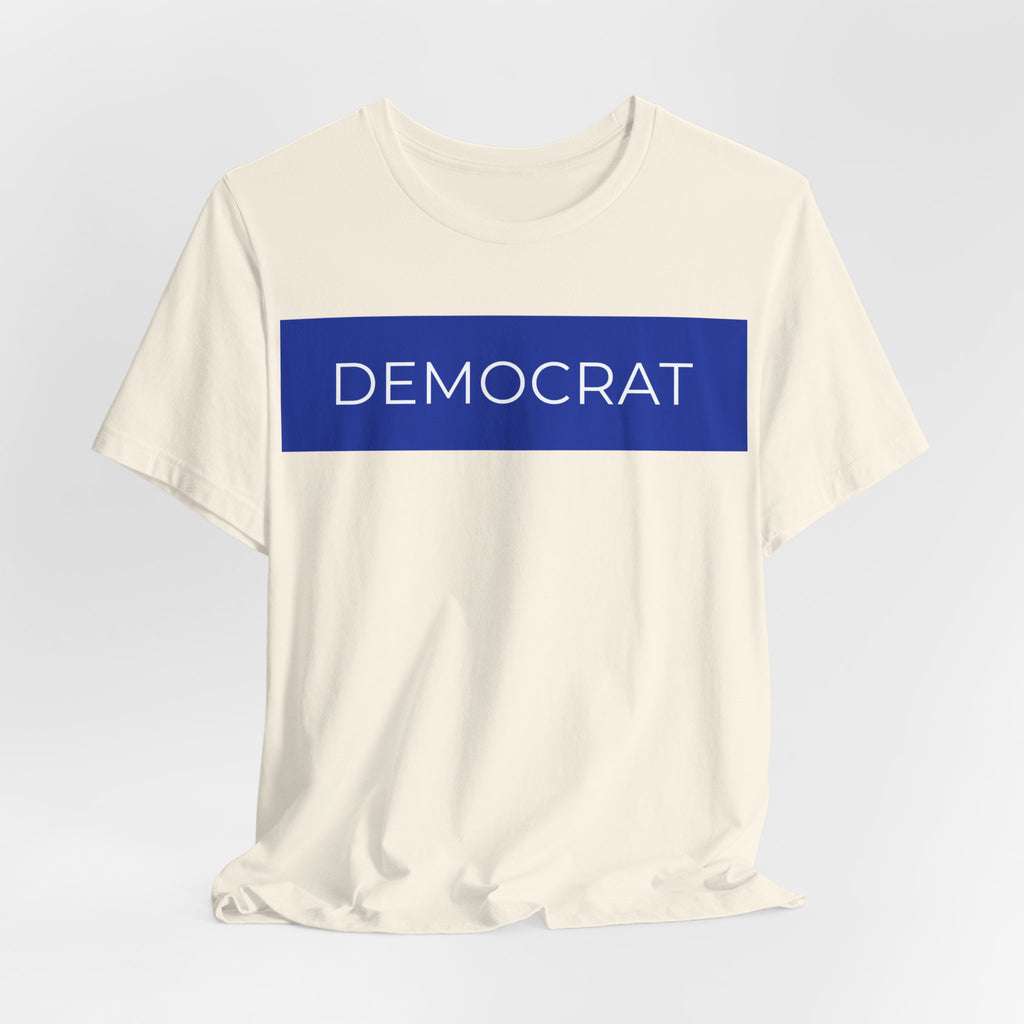 DEMOCRAT Bold Block Tee — Blue Bar Graphic T-Shirt