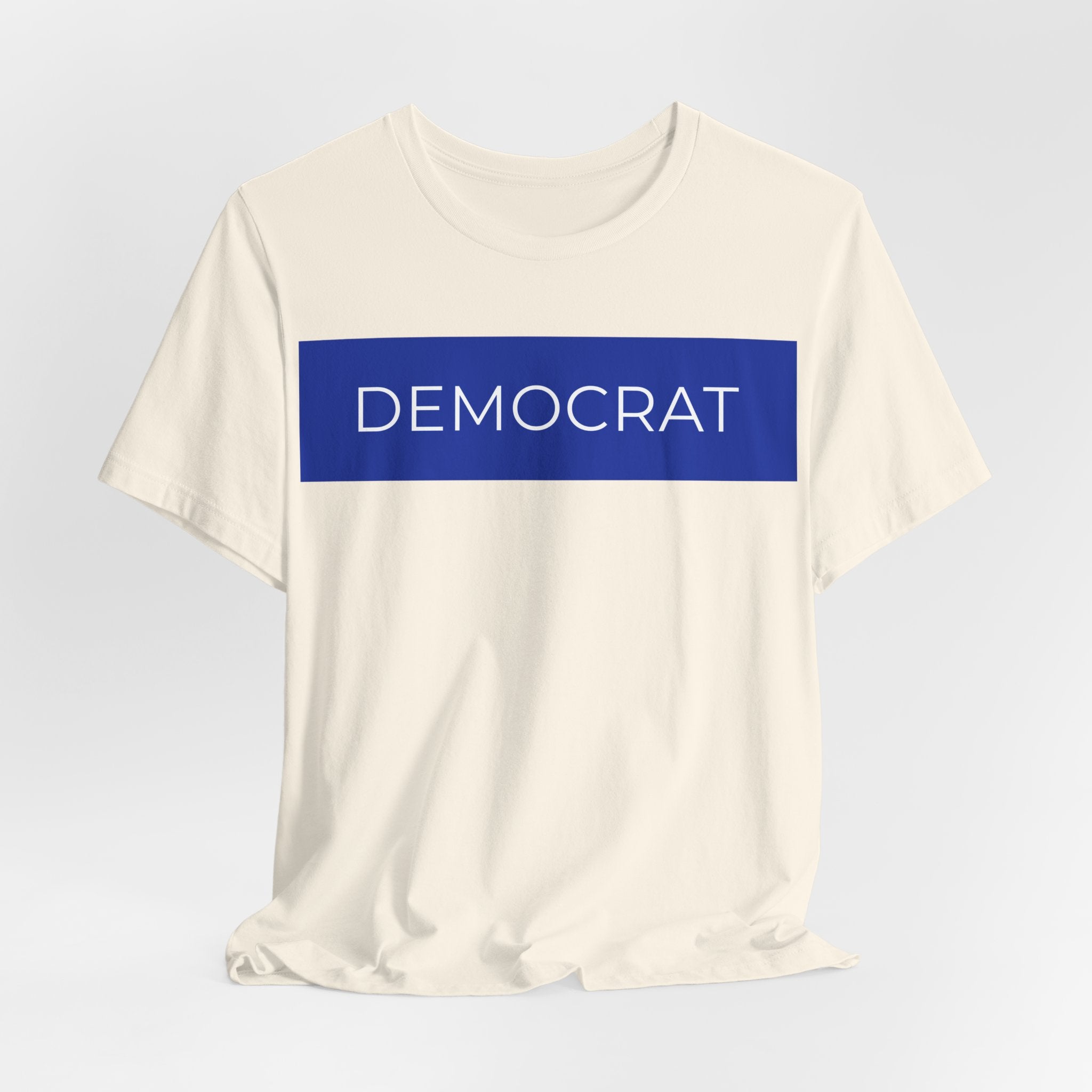 DEMOCRAT Bold Block Tee — Blue Bar Graphic T-Shirt