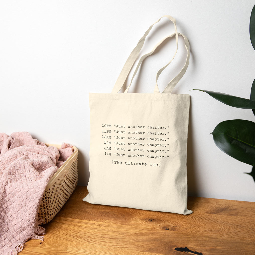 Just Another Chapter Canvas Tote Bag — Late Night Reader Book Lover Gift