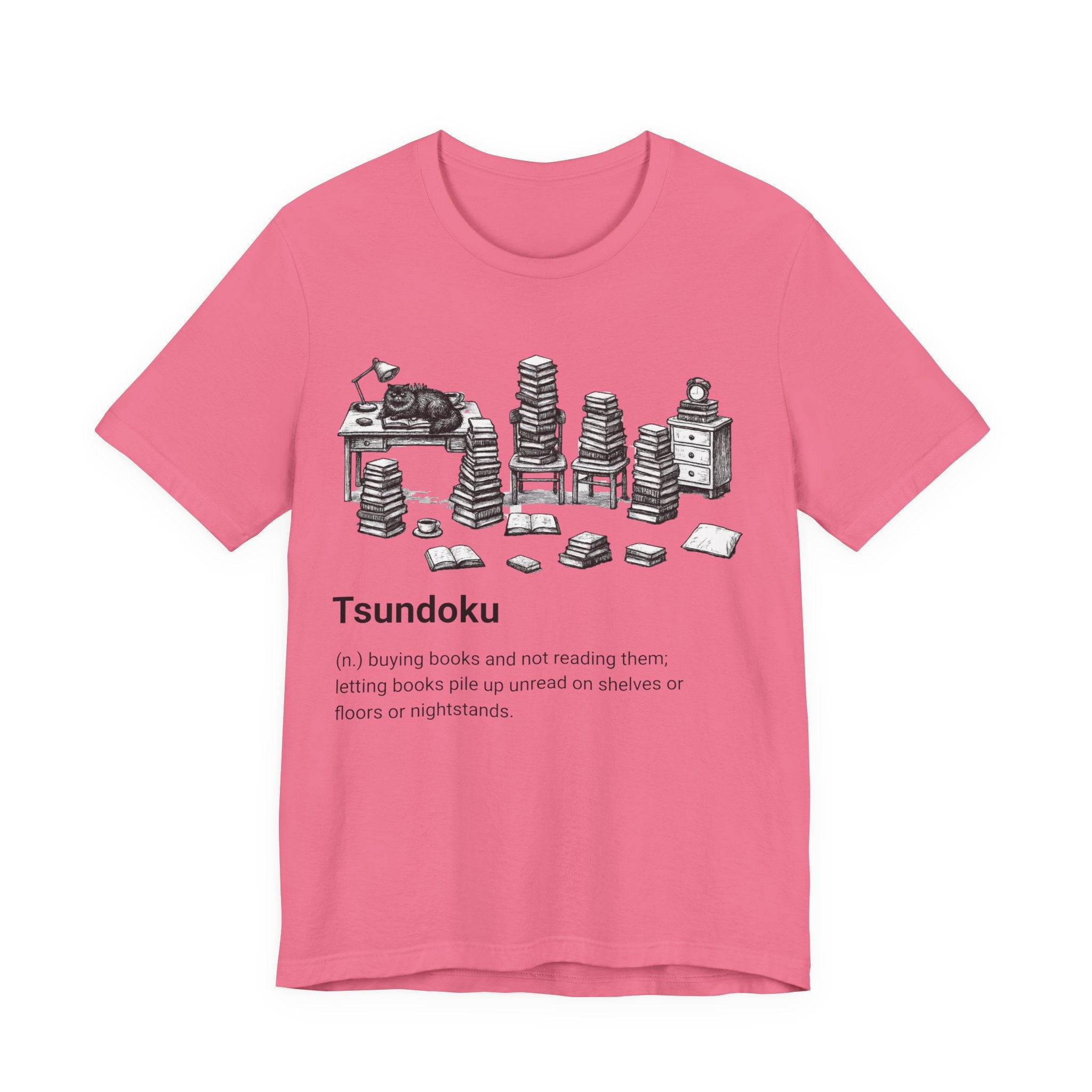 'Tsundoku' Book Pile Illustration Tee (Booklover Definition)