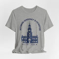 Liberty Hall Patriotic Independence Tee — "Defending Democracy Is Patriotism" 1776–2026