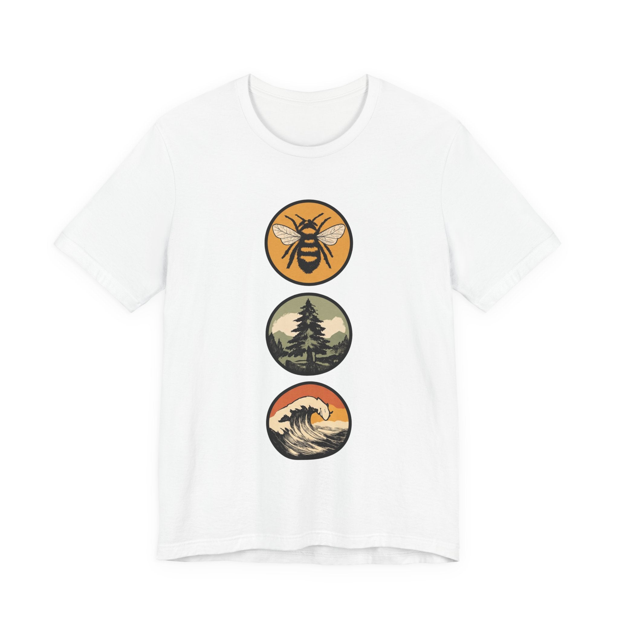 Mother Nature's Holy Trinity Tee — Bees, Trees, and Seas Badge T-Shirt