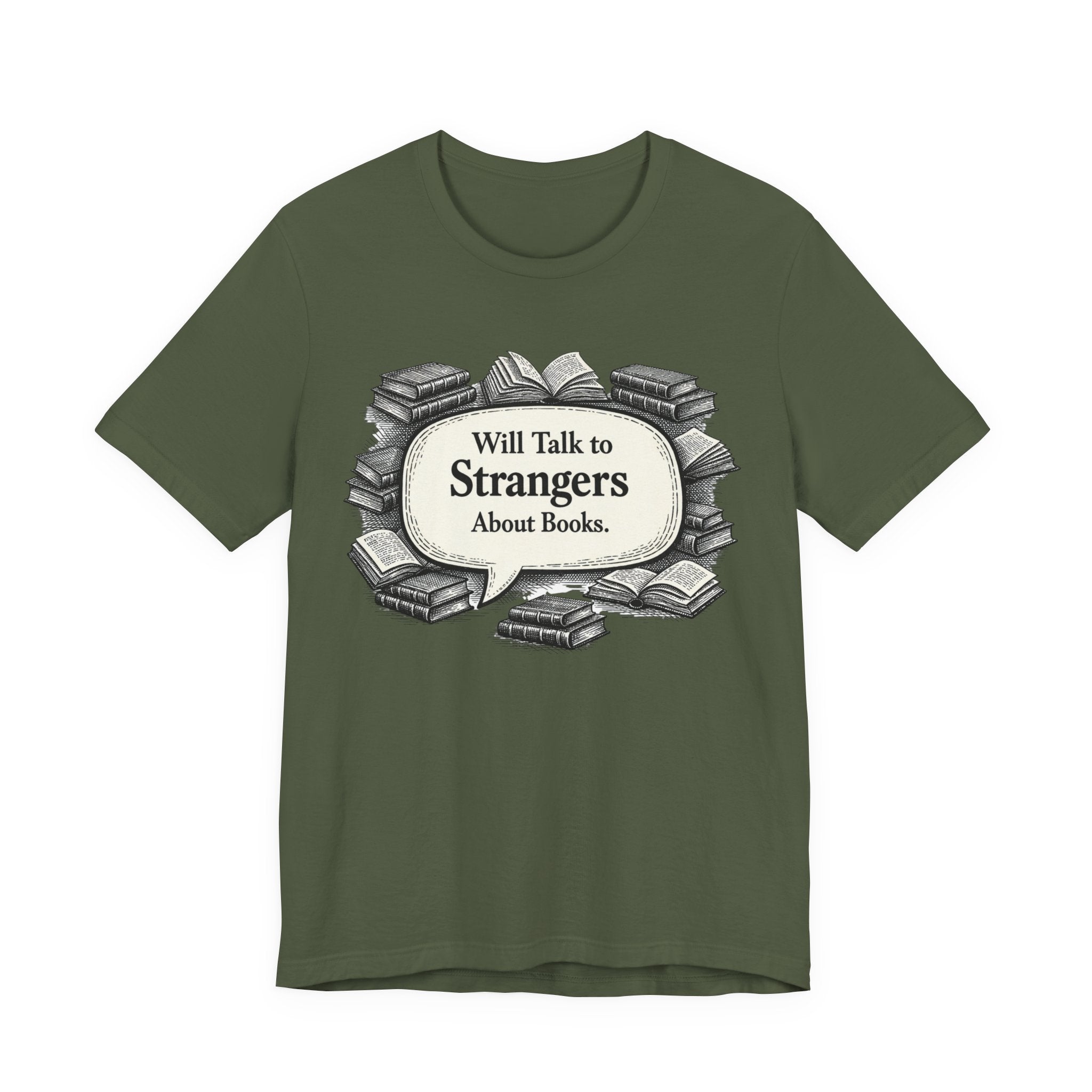 T‑Shirt – "Will Talk to Strangers About Books" Vintage Book Lover Tee