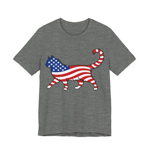 American Flag Cat Tee — Patriotic Cat Silhouette Shirt