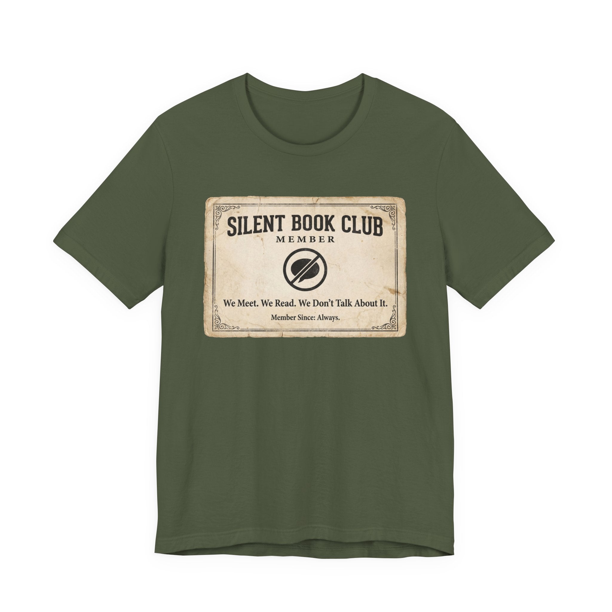 Silent Book Club T-Shirt – Vintage 'We Meet. We Read. We Don't Talk About It.' Tee