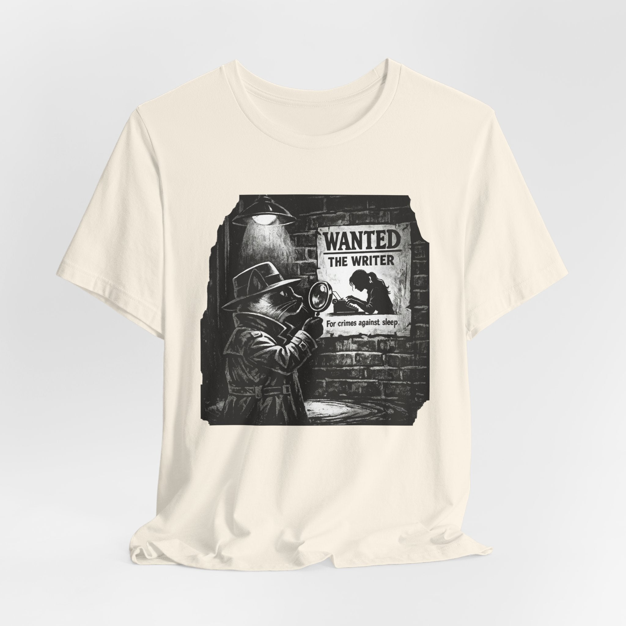 Writer Wanted T‑Shirt – Noir Detective 'Wanted the Writer' Graphic Tee