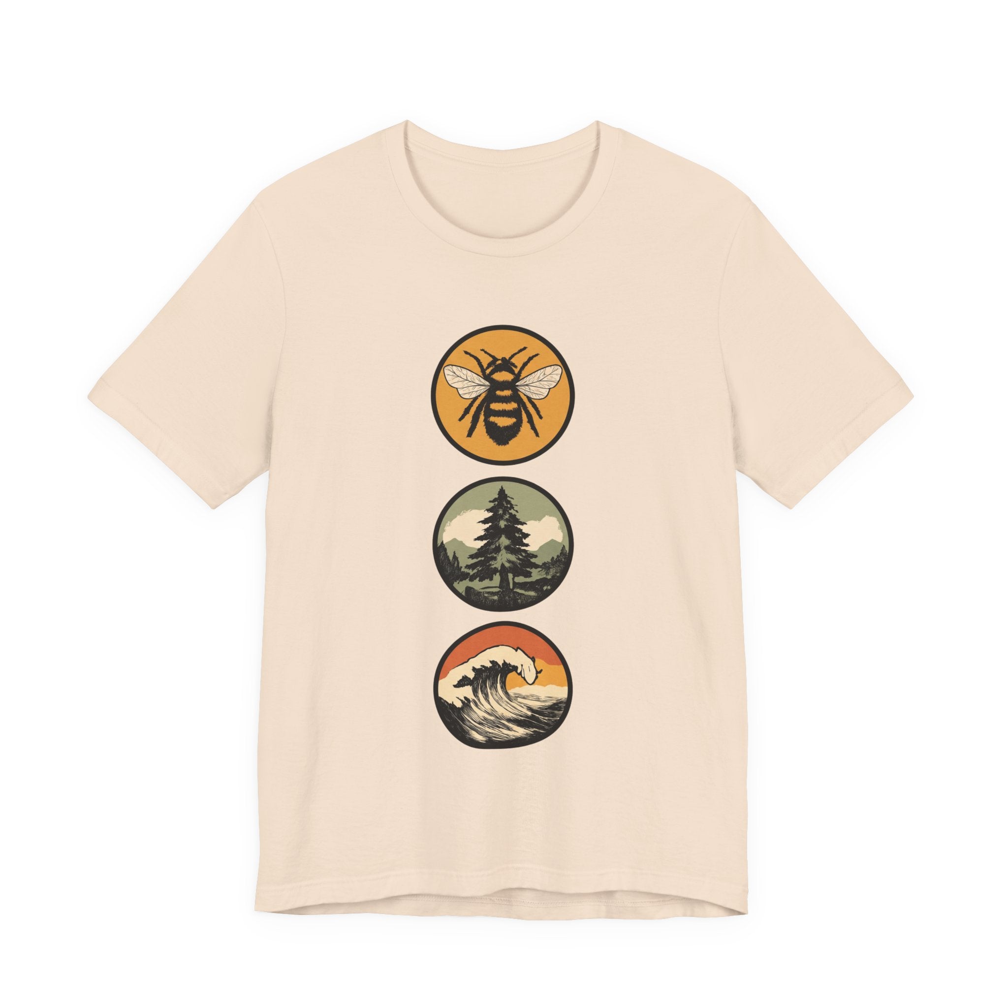 Mother Nature's Holy Trinity Tee — Bees, Trees, and Seas Badge T-Shirt