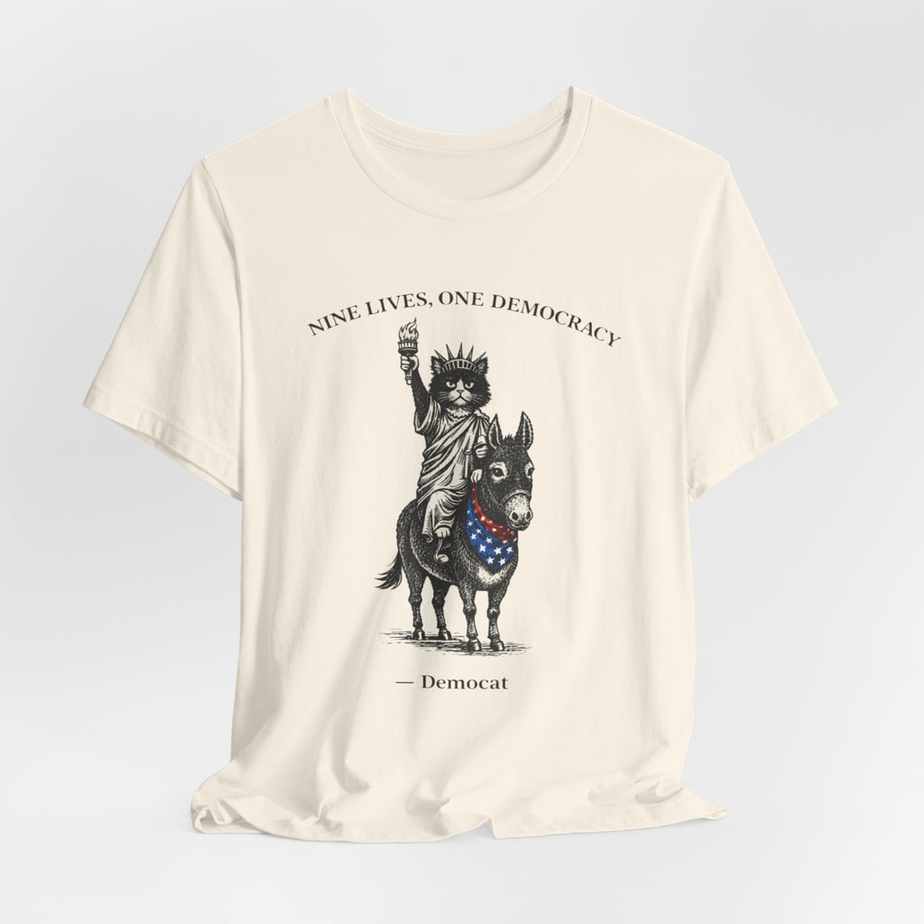 Nine Lives, One Democracy Cat T-Shirt — Democat Political Tee