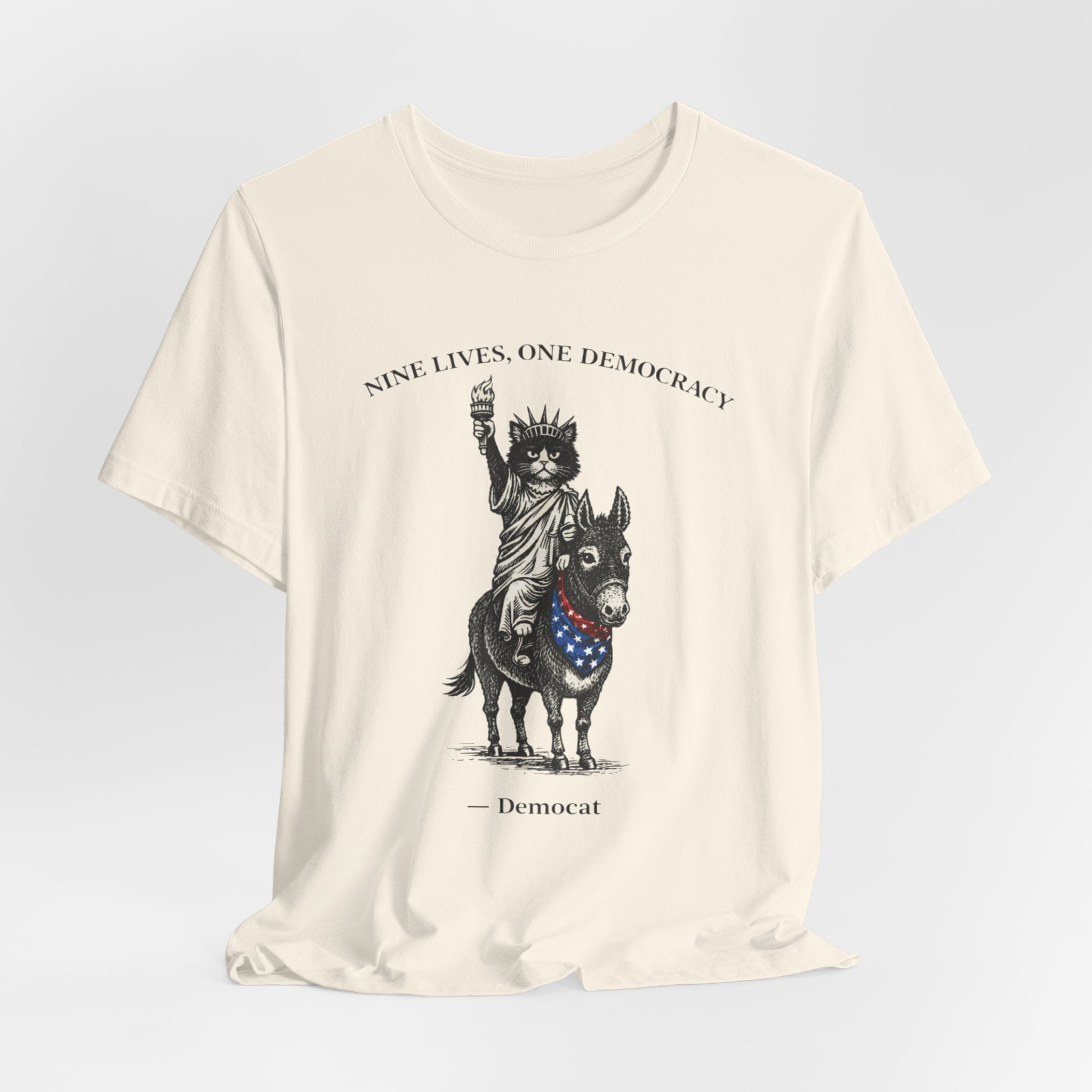 Nine Lives, One Democracy Cat T-Shirt — Democat Political Tee