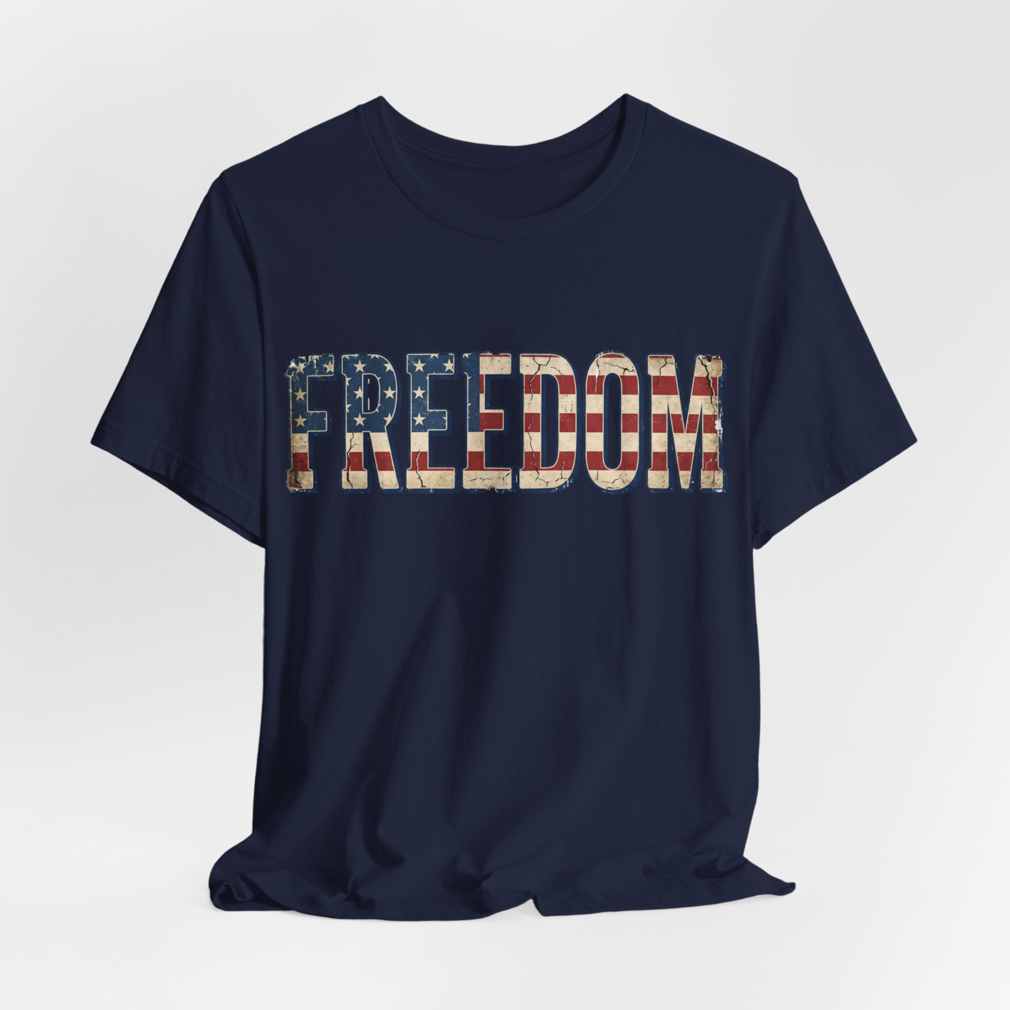 FREEDOM Flag Letter T-Shirt — Vintage American Flag Graphic Tee