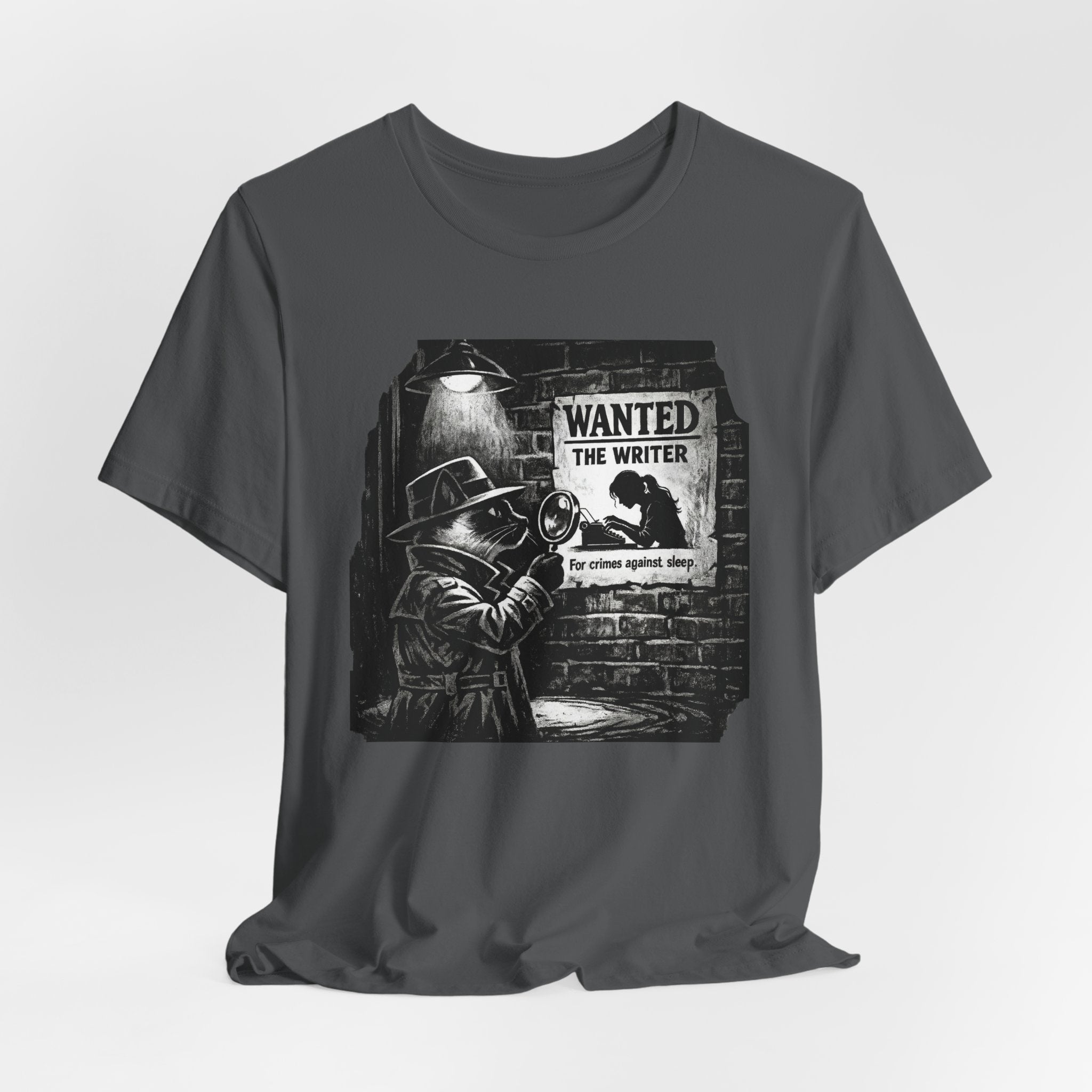 Writer Wanted T‑Shirt – Noir Detective 'Wanted the Writer' Graphic Tee