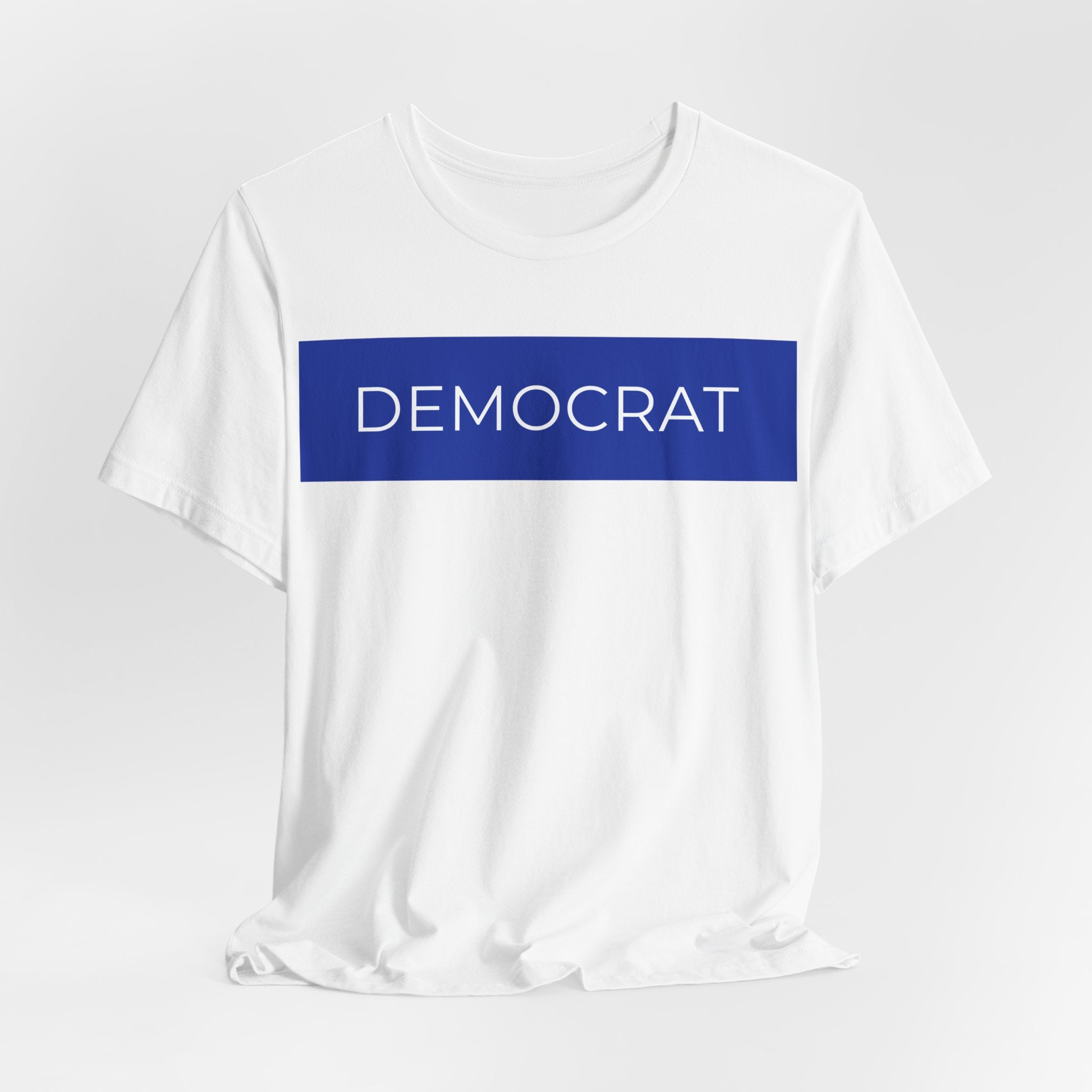 DEMOCRAT Bold Block Tee — Blue Bar Graphic T-Shirt