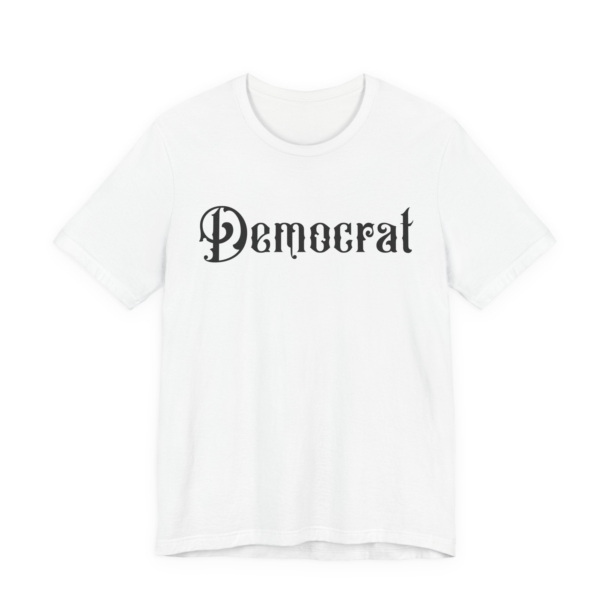 Democrat Gothic Script Tee — Political Graphic T‑Shirt