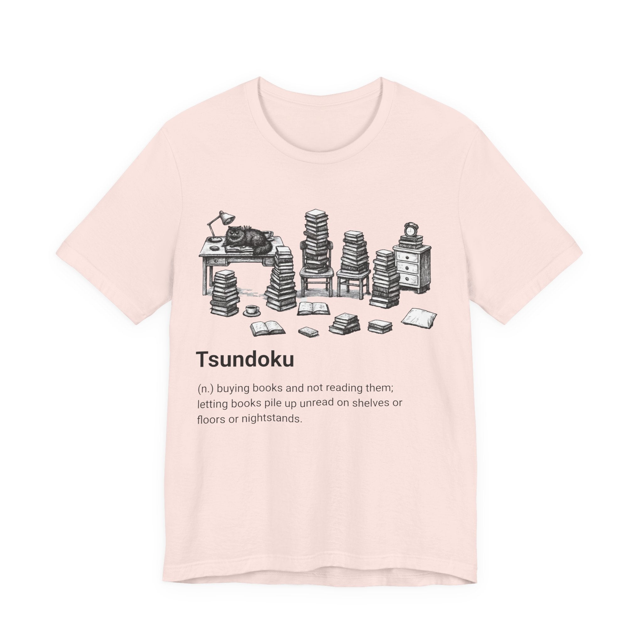 'Tsundoku' Book Pile Illustration Tee (Booklover Definition)