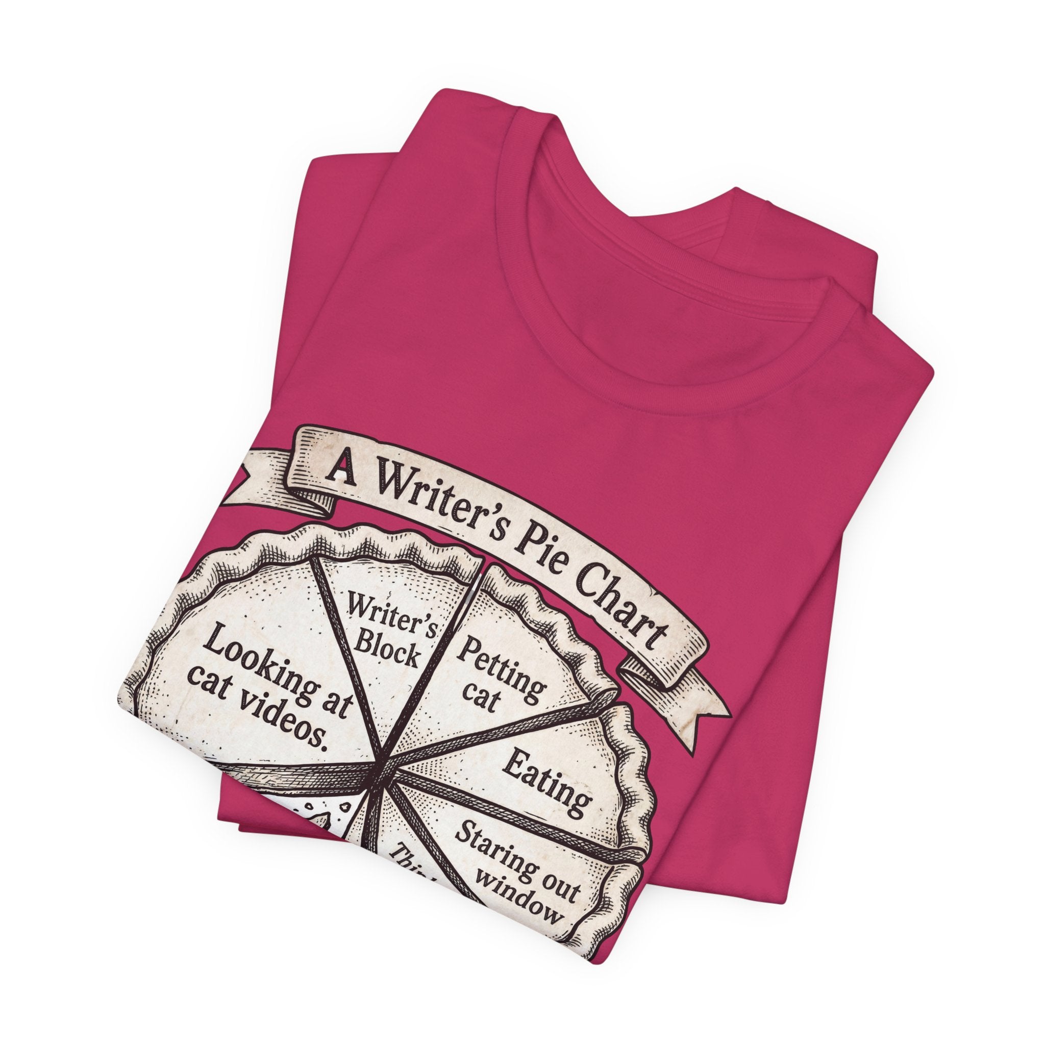 Writer’s Pie Chart T‑Shirt — Funny Cat & Writing Humor Tee