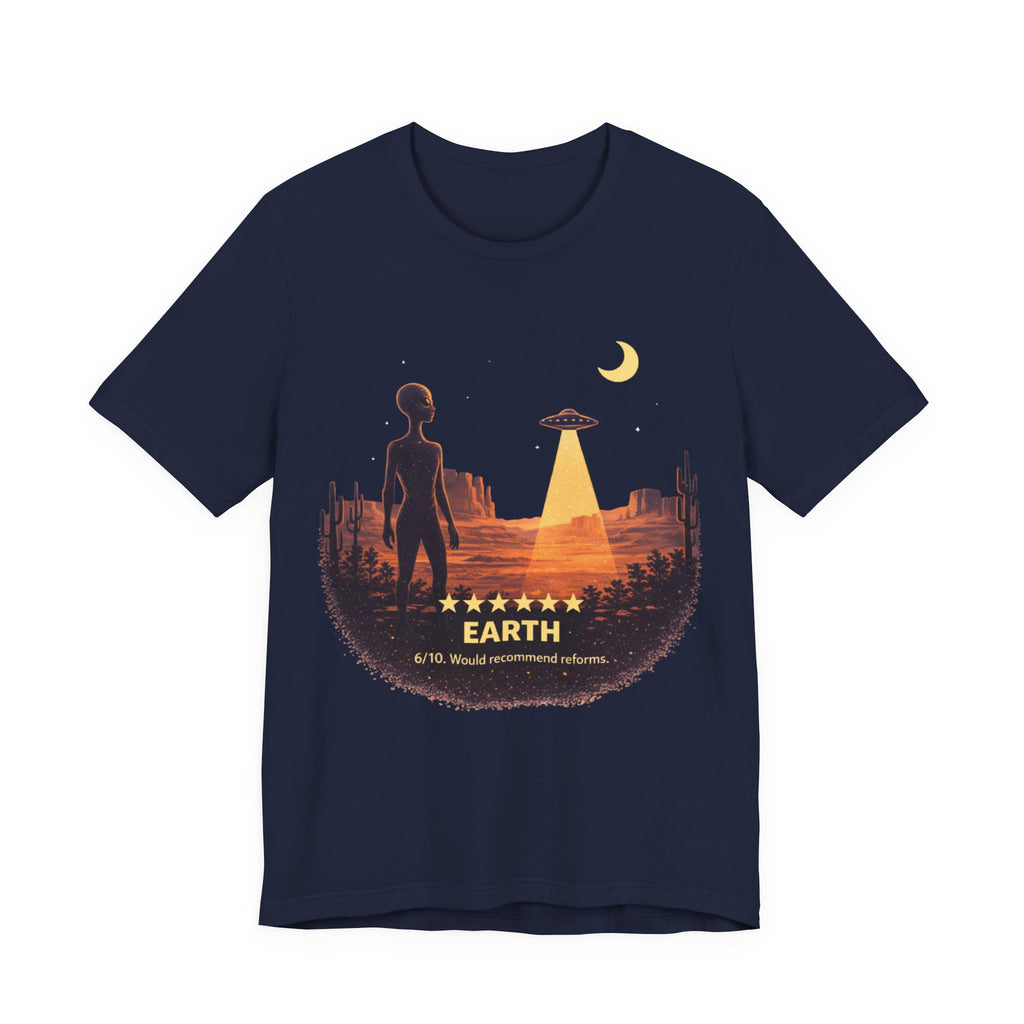 Alien Review Tee - "Earth 6/10" UFO Graphic T-Shirt