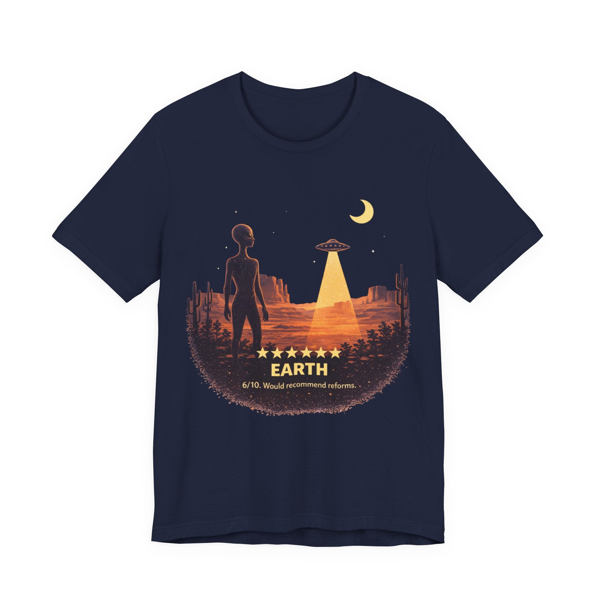 Alien Review Tee - "Earth 6/10" UFO Graphic T-Shirt