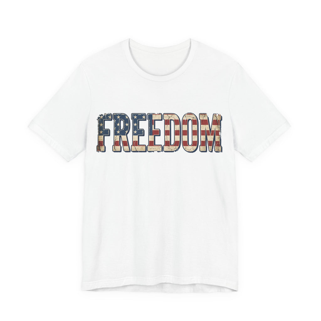 FREEDOM Flag Letter T-Shirt — Vintage American Flag Graphic Tee