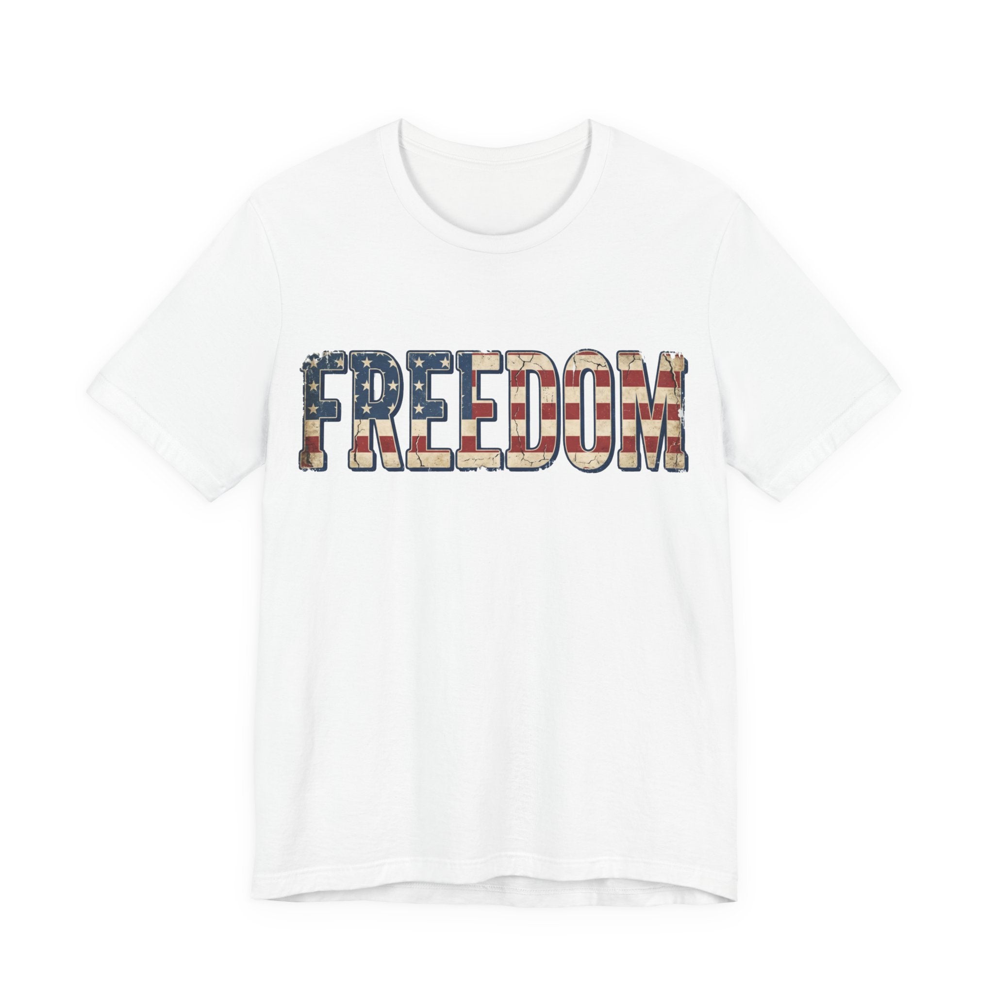 FREEDOM Flag Letter T-Shirt — Vintage American Flag Graphic Tee