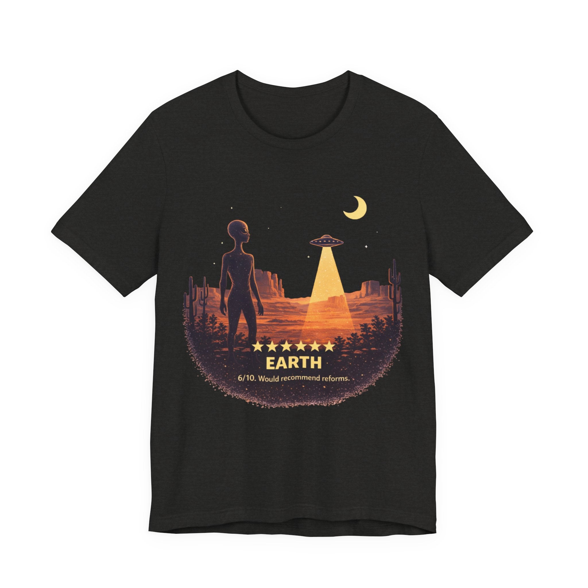 Alien Review Tee - "Earth 6/10" UFO Graphic T-Shirt