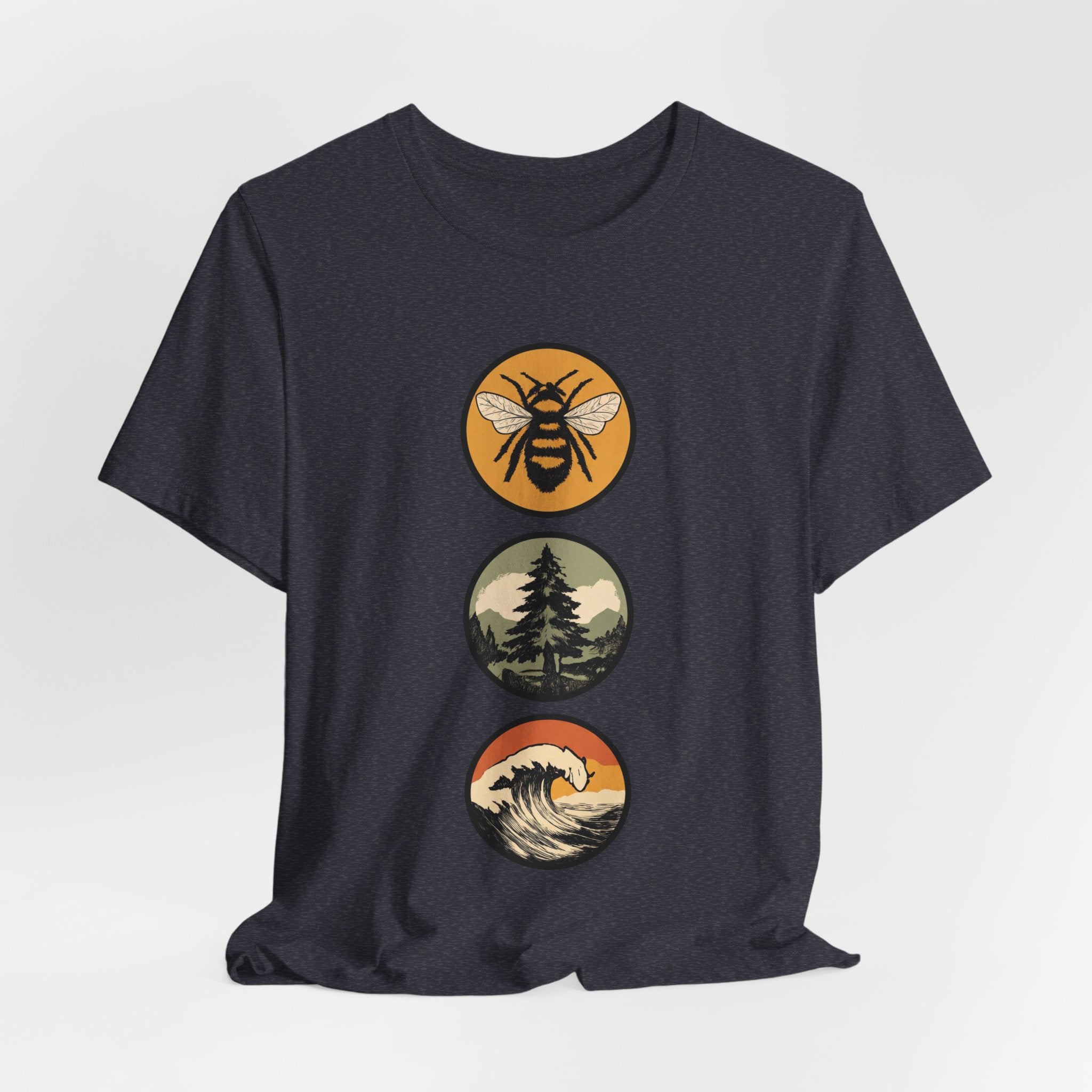 Mother Nature's Holy Trinity Tee — Bees, Trees, and Seas Badge T-Shirt