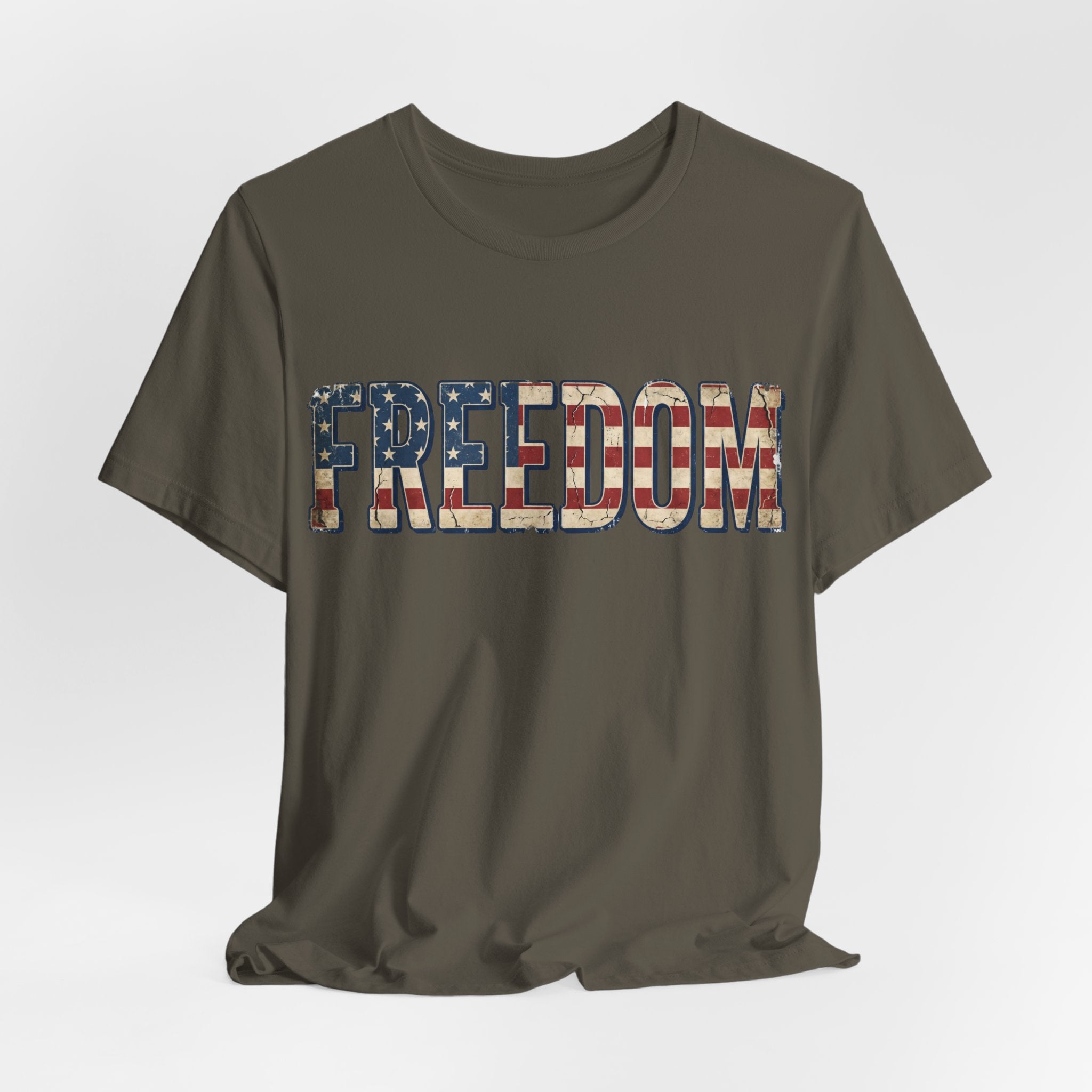 FREEDOM Flag Letter T-Shirt — Vintage American Flag Graphic Tee