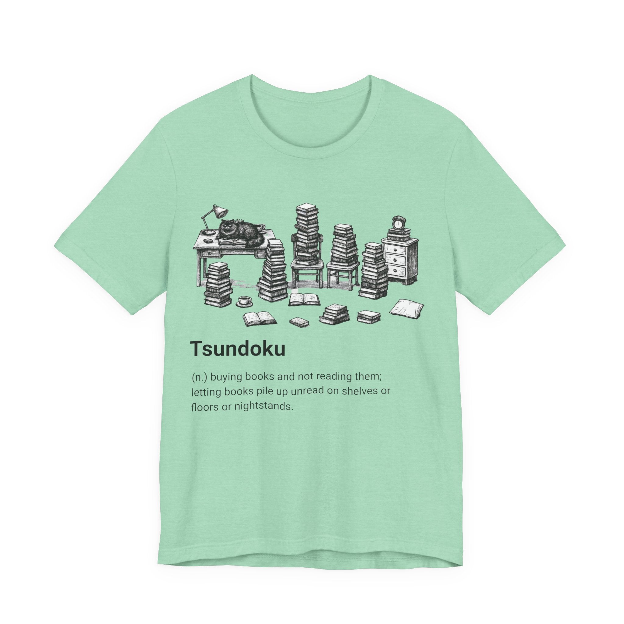 'Tsundoku' Book Pile Illustration Tee (Booklover Definition)