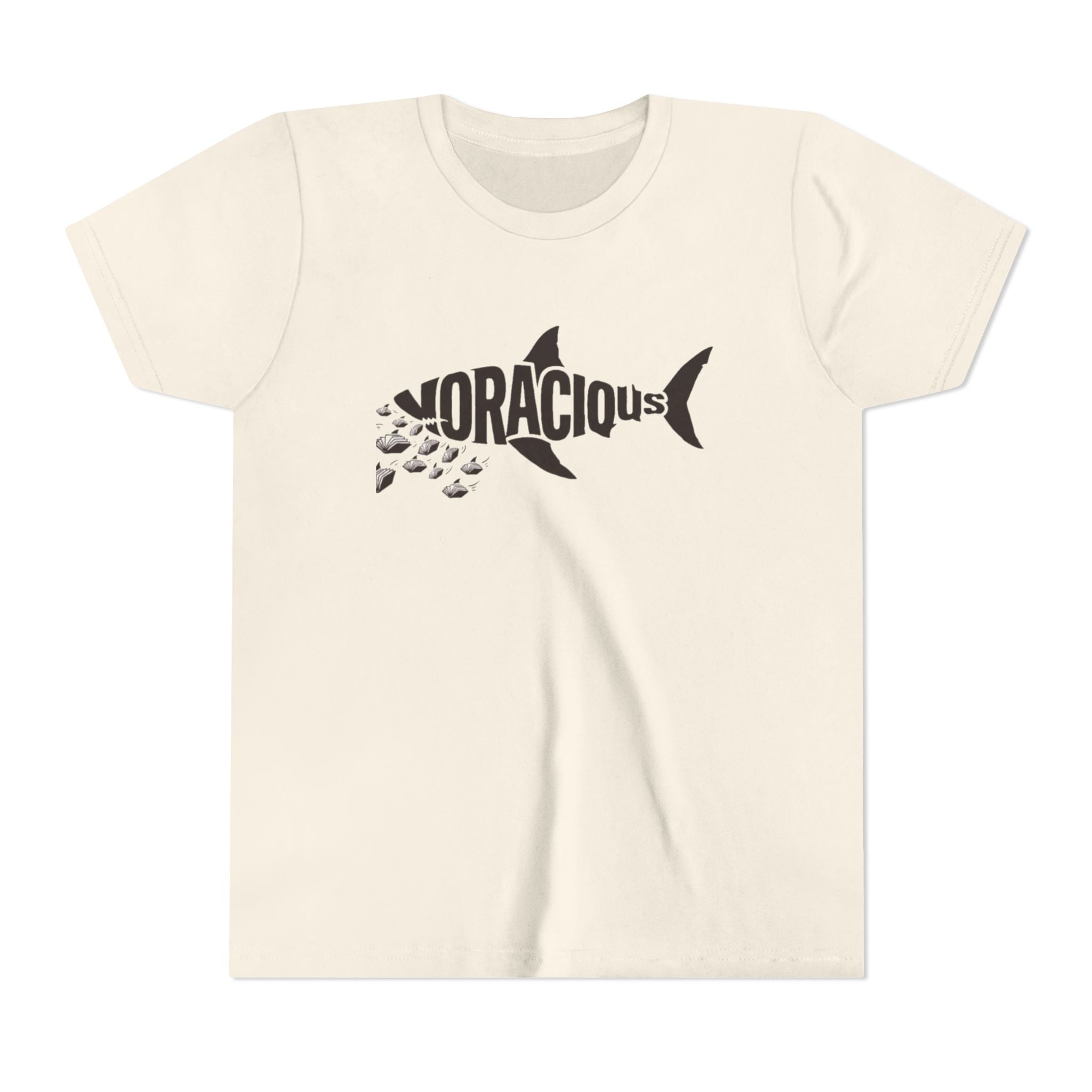 Youth Voracious Reader Tee – Shark Book Lover Design for Kids