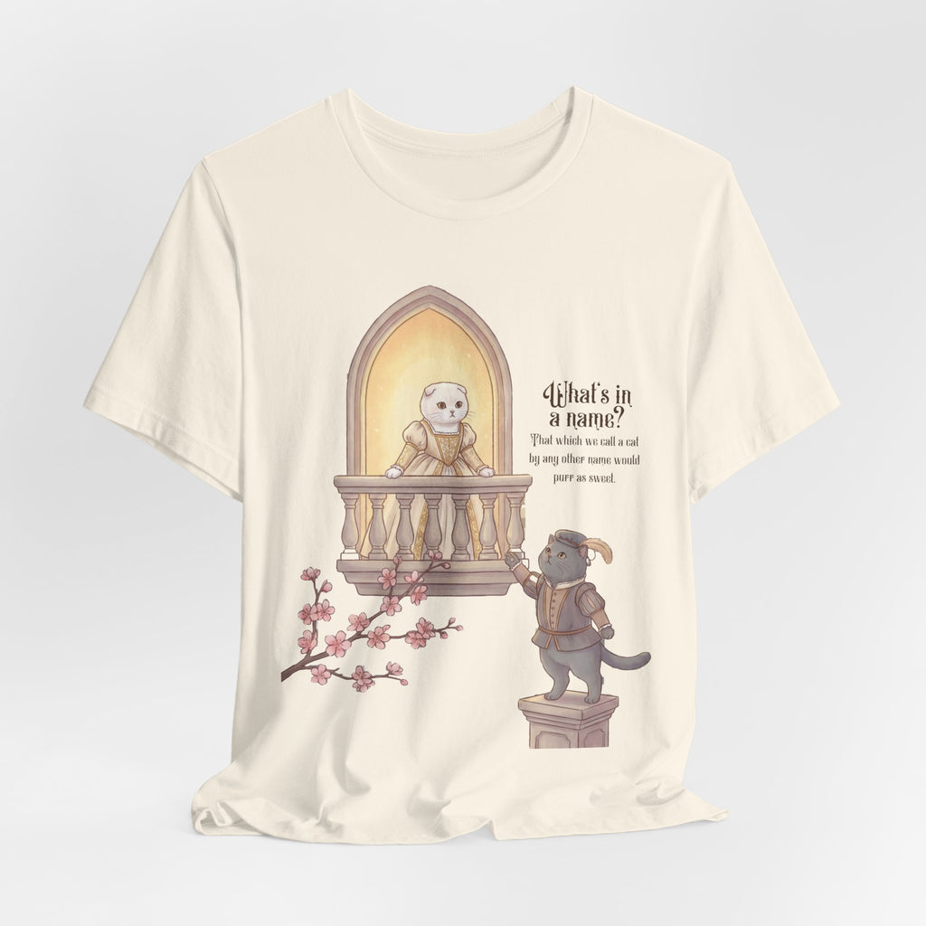 Romeo & Feline Balcony Tee — Cute Romantic Cat Illustration T-Shirt