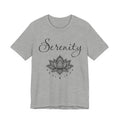 Serenity Lotus T-Shirt — Calming Yoga Tee with Script Text