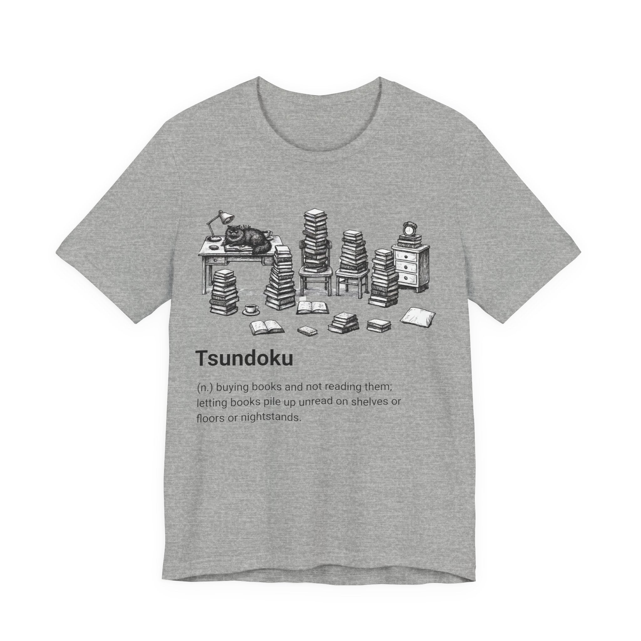 'Tsundoku' Book Pile Illustration Tee (Booklover Definition)