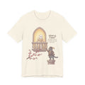 Romeo & Feline Balcony Tee — Cute Romantic Cat Illustration T-Shirt