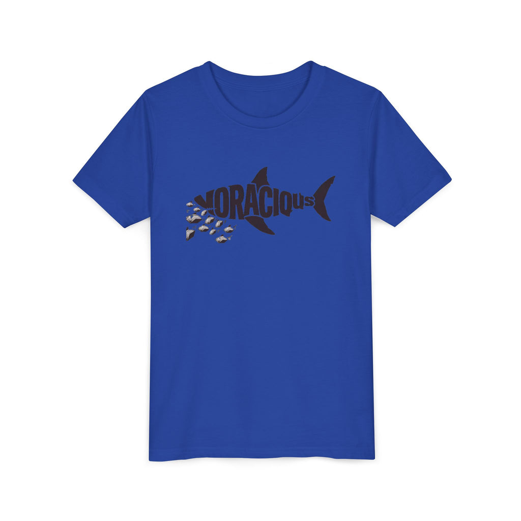 Youth Voracious Reader Tee – Shark Book Lover Design for Kids