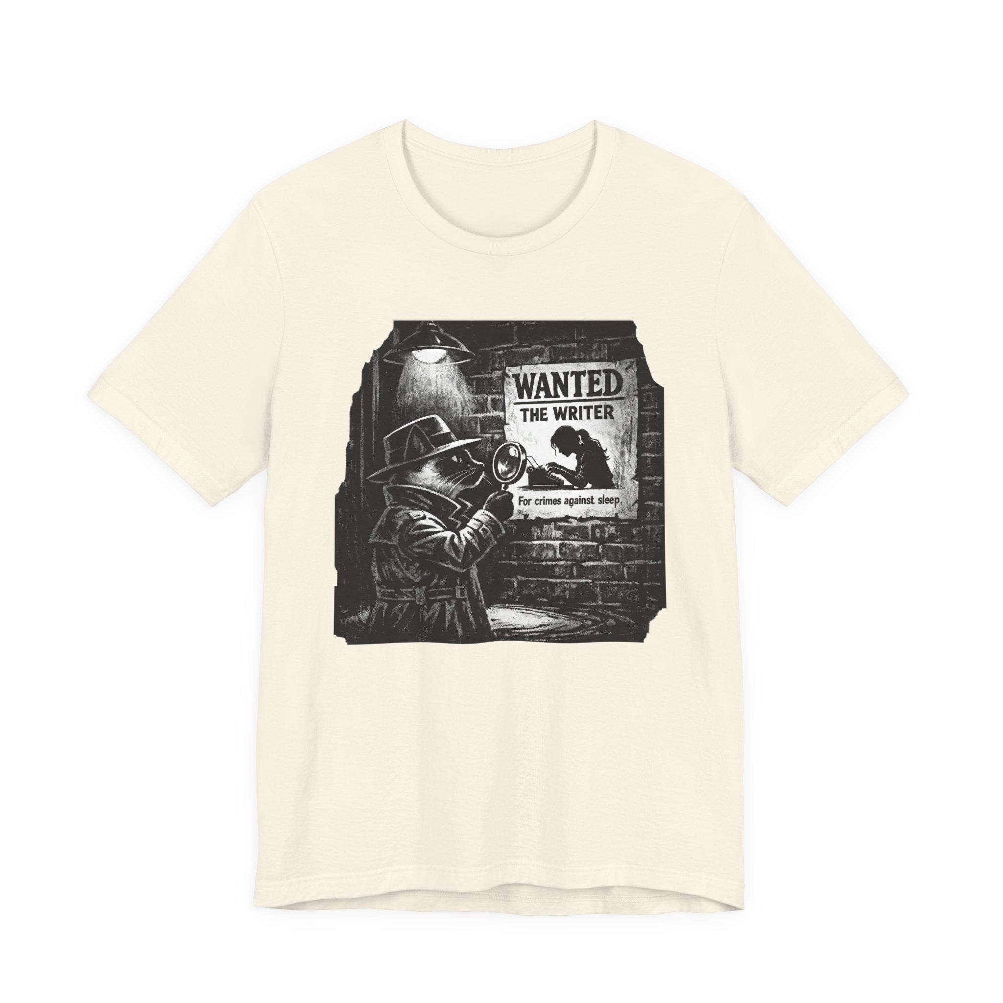 Writer Wanted T‑Shirt – Noir Detective 'Wanted the Writer' Graphic Tee