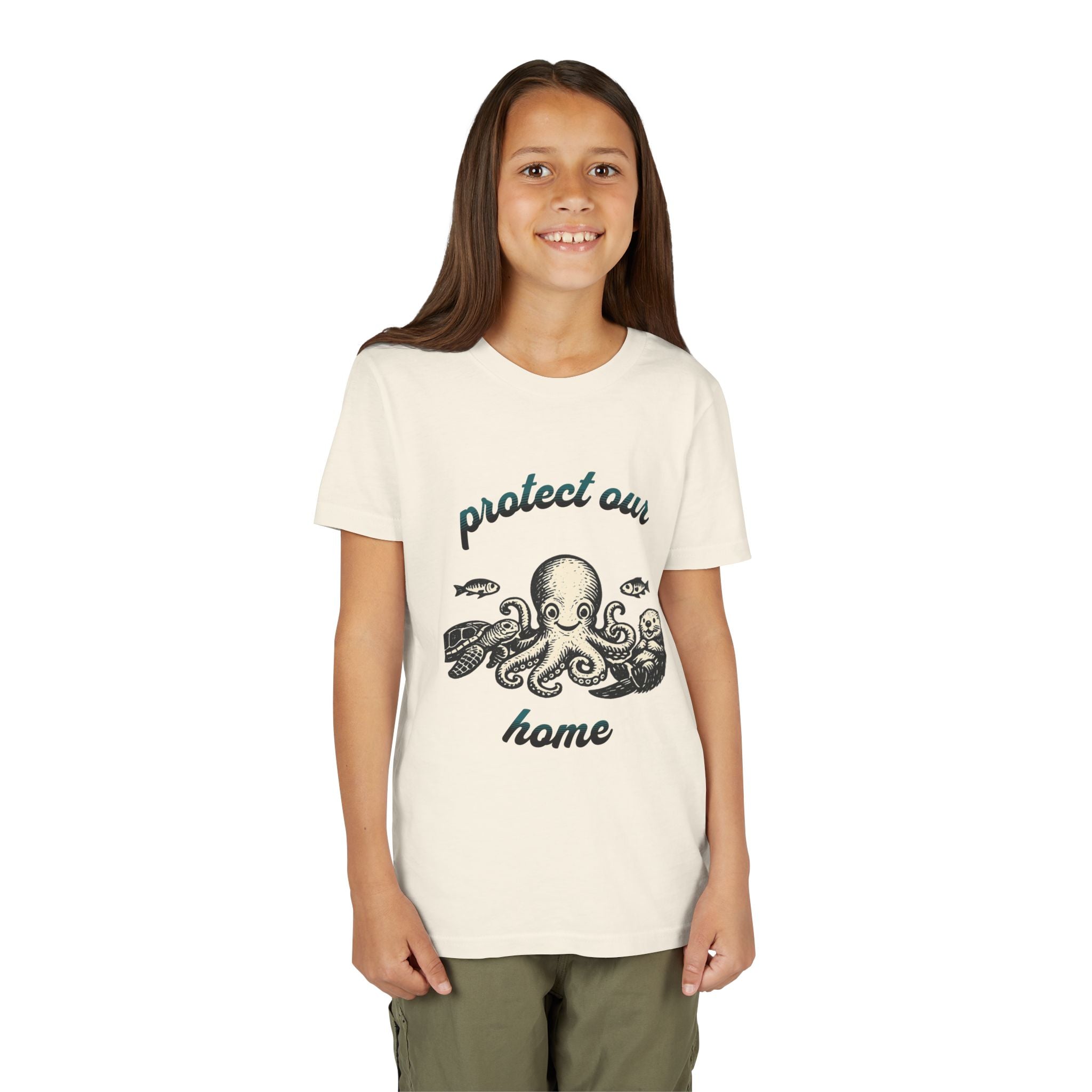 Youth Tee — "Protect Our Home" Ocean Conservation Octopus Kids T‑Shirt