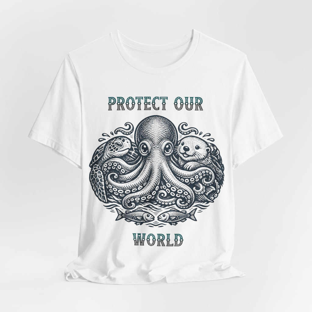 Protect Our World Octopus T-Shirt — Ocean Conservation Graphic Tee