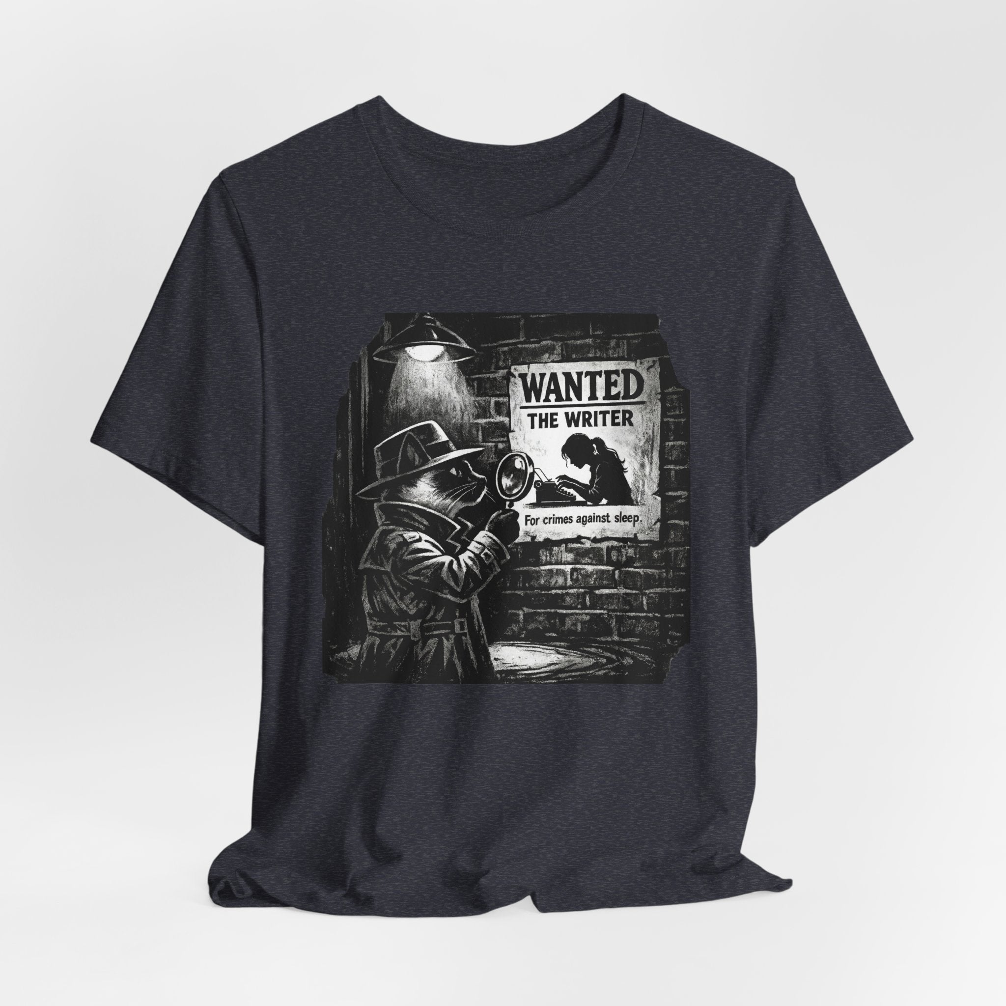 Writer Wanted T‑Shirt – Noir Detective 'Wanted the Writer' Graphic Tee