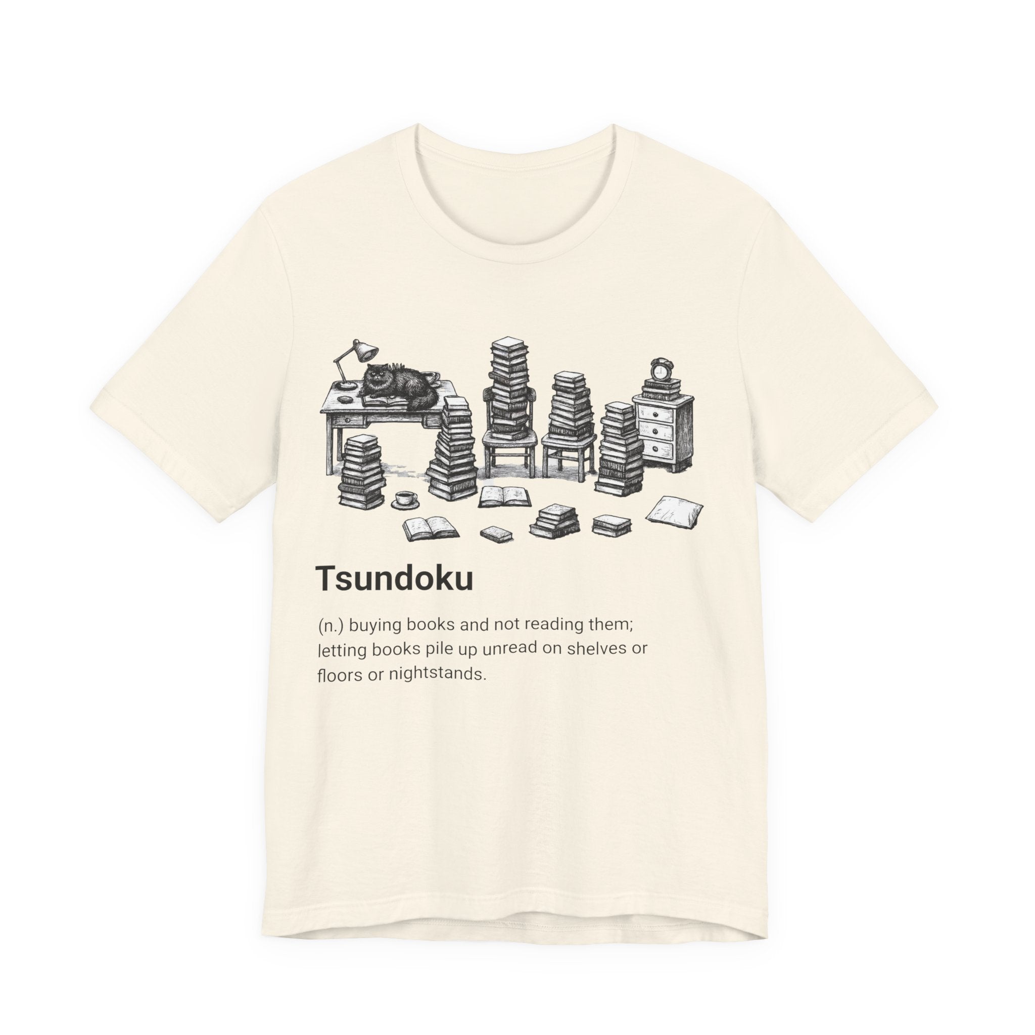 'Tsundoku' Book Pile Illustration Tee (Booklover Definition)