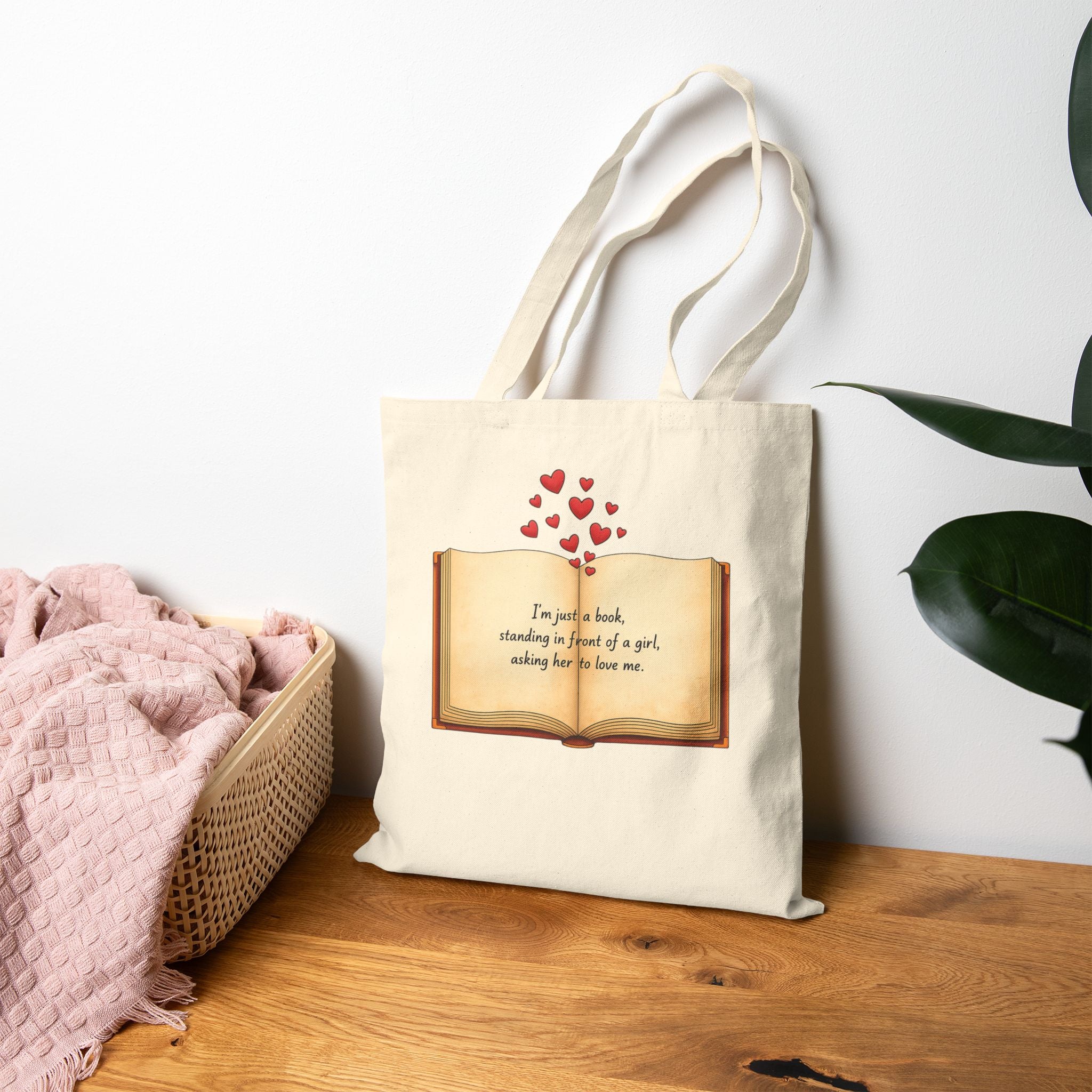 I'm Just a Book Canvas Tote — Romance Reader Gift for Book Lovers