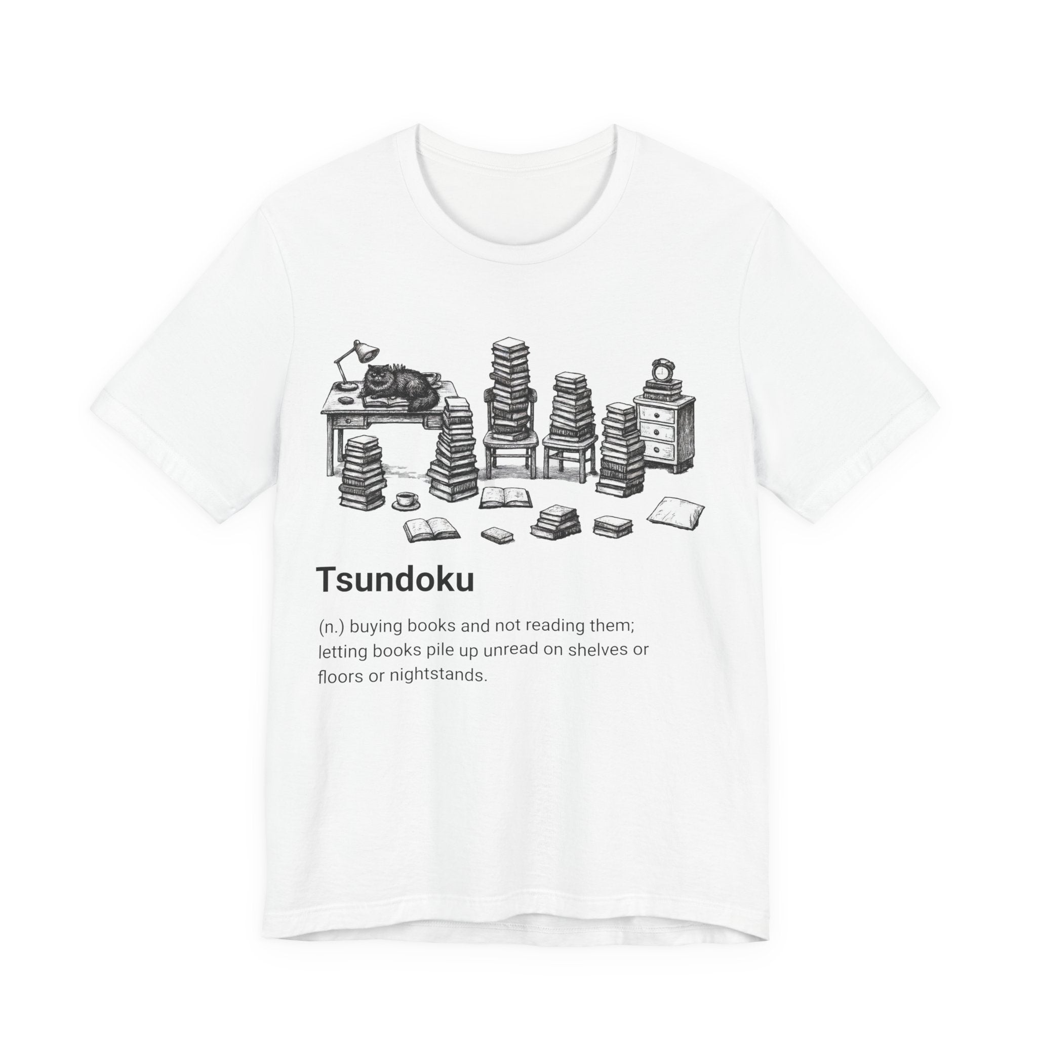 'Tsundoku' Book Pile Illustration Tee (Booklover Definition)