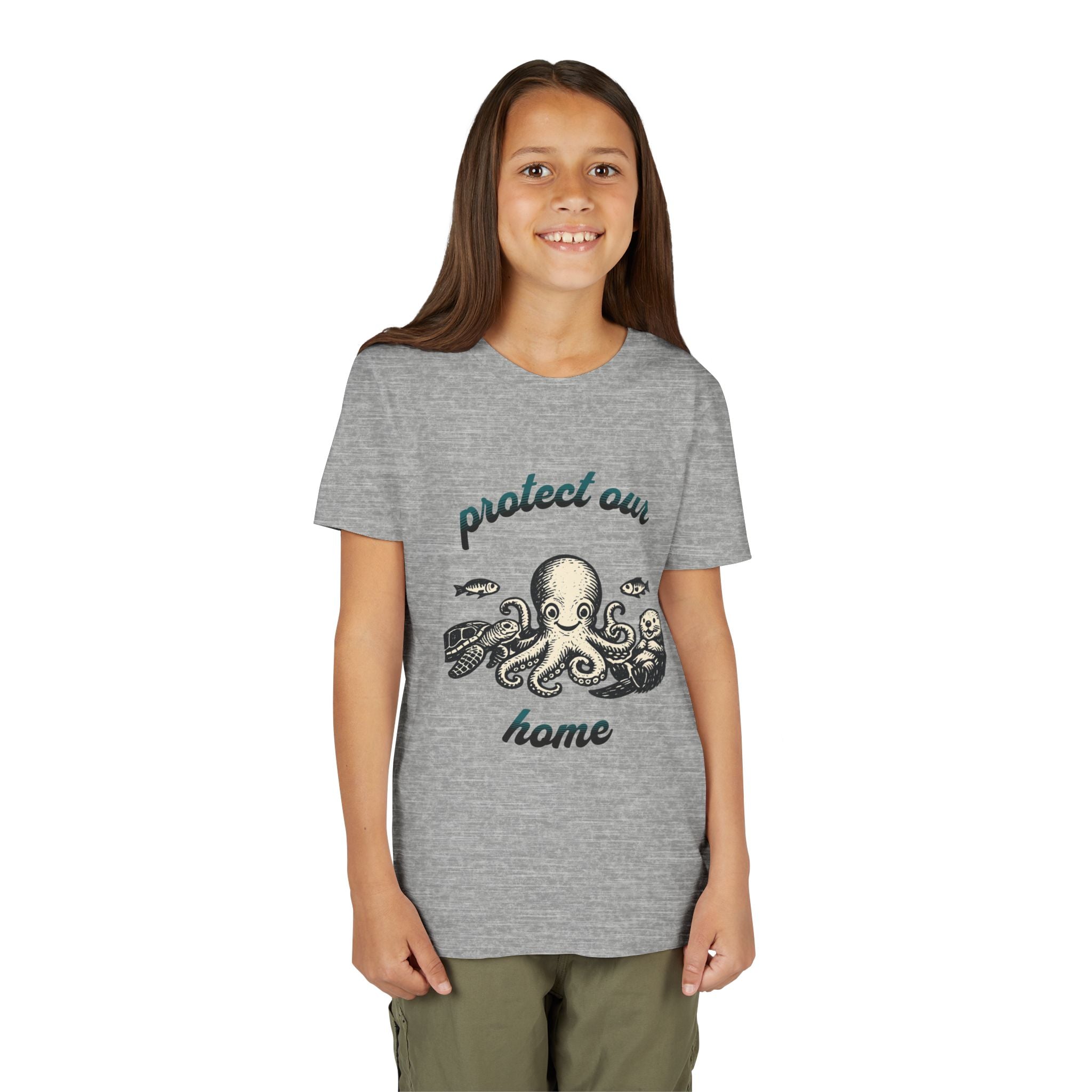 Youth Tee — "Protect Our Home" Ocean Conservation Octopus Kids T‑Shirt