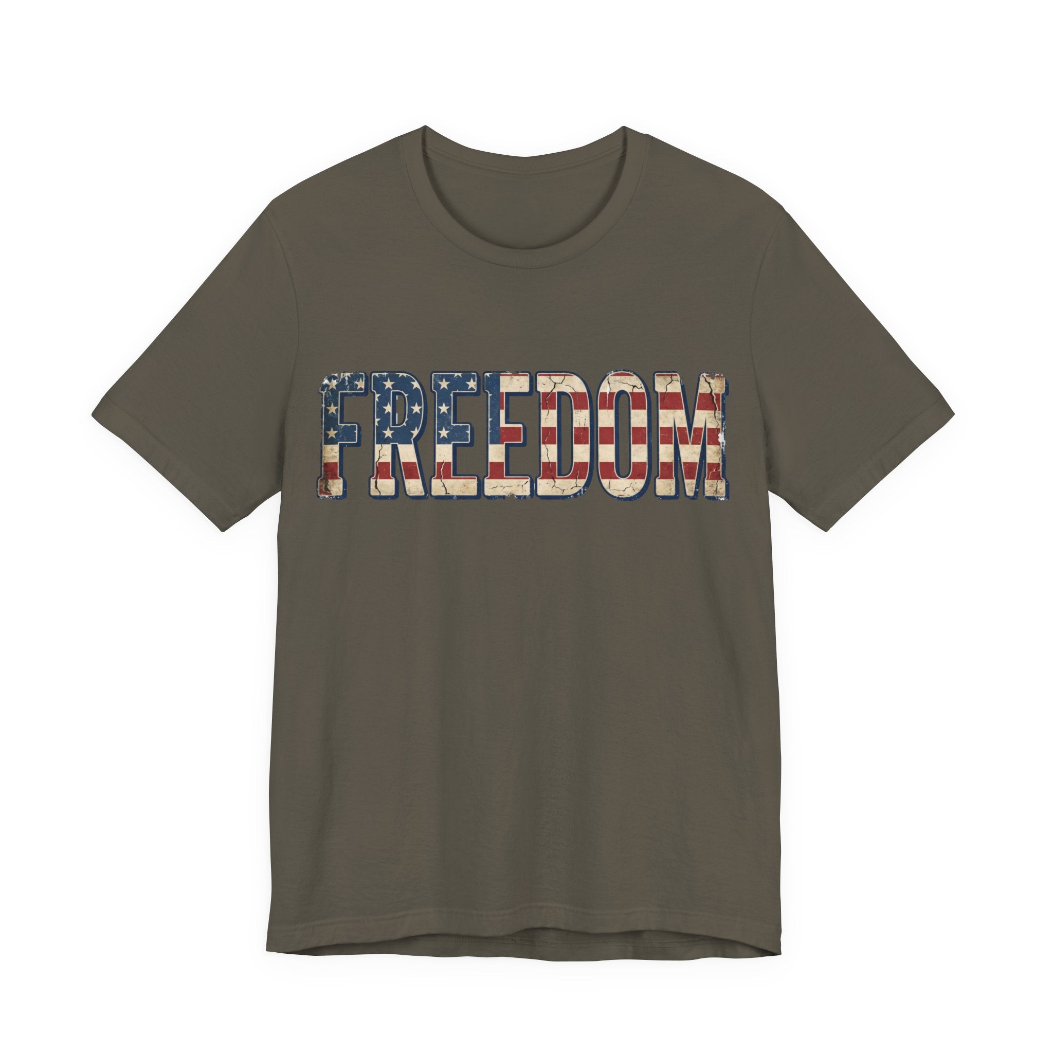 FREEDOM Flag Letter T-Shirt — Vintage American Flag Graphic Tee