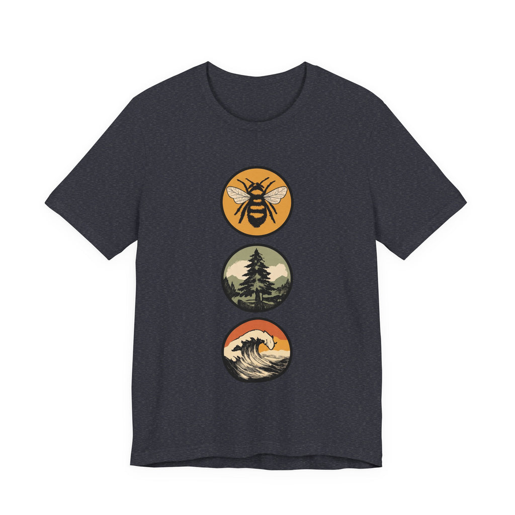 Mother Nature's Holy Trinity Tee — Bees, Trees, and Seas Badge T-Shirt