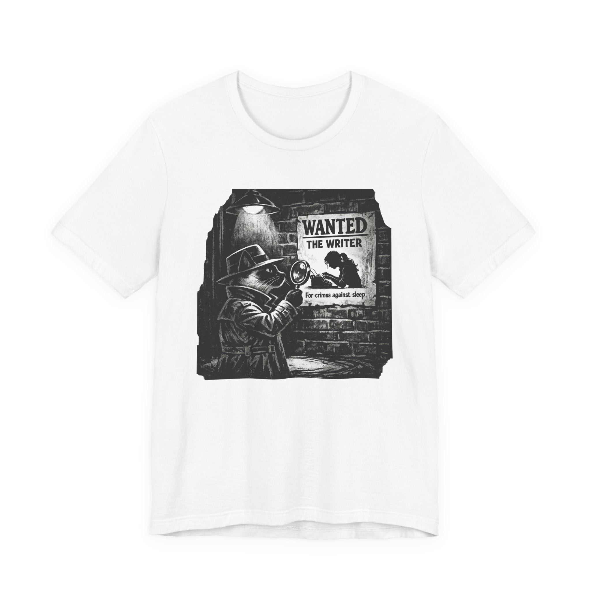 Writer Wanted T‑Shirt – Noir Detective 'Wanted the Writer' Graphic Tee