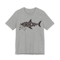 Voracius Reader Shark Graphic Tee — Shark Silhouette with Fish School Design